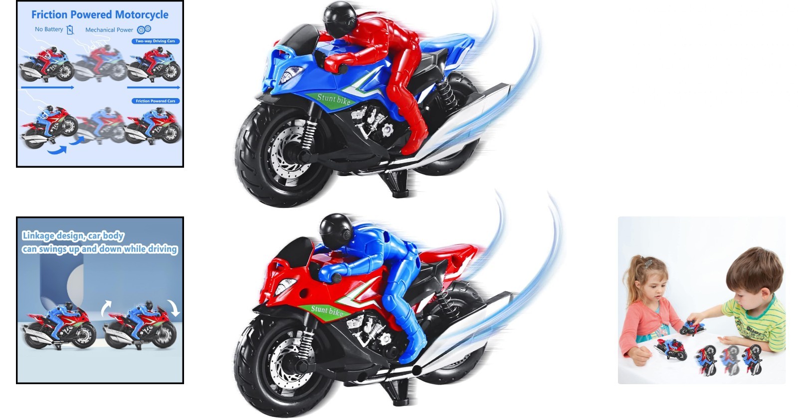 Kids Motorcycle Toys Set – 2 Pull-Back Diecast Motorcycles for Ages 3-8, Red