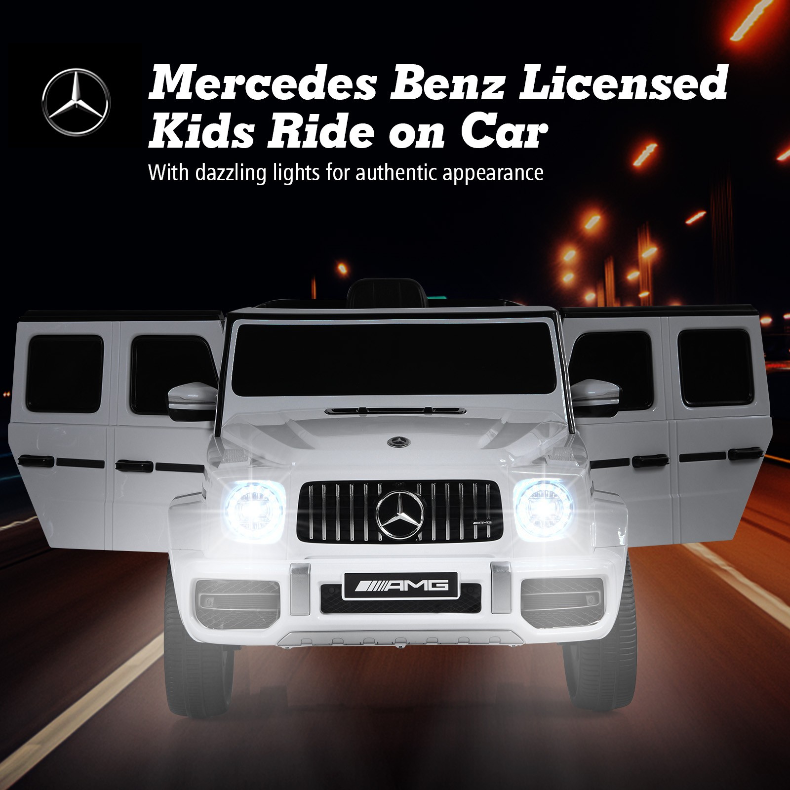 12V Kids Ride On Car Licensed Mercedes-Benz G63 w/Music & Remote Control White