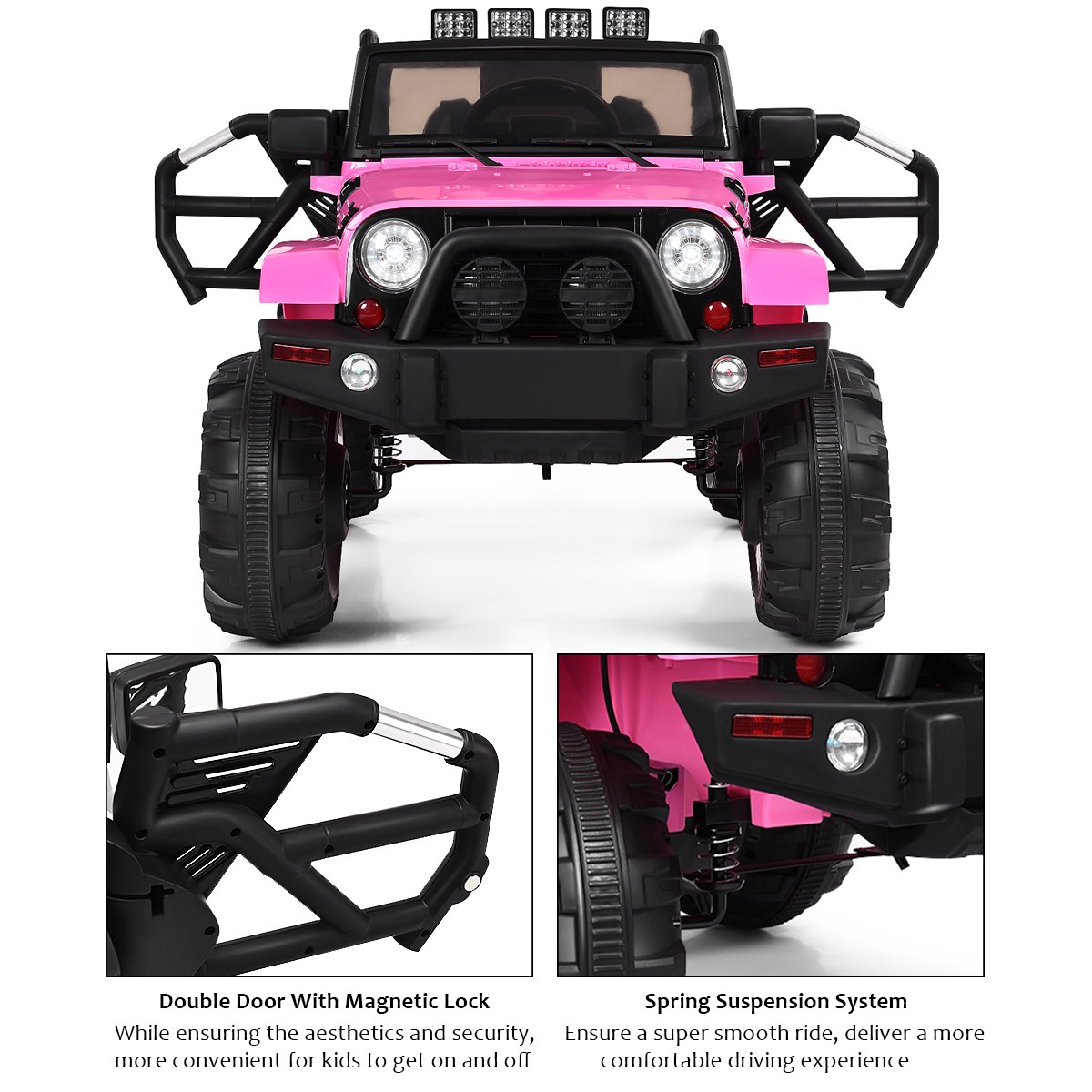 Costway 12V Kids Ride On Truck Car w/ Remote MP3 Music LED Light Pink