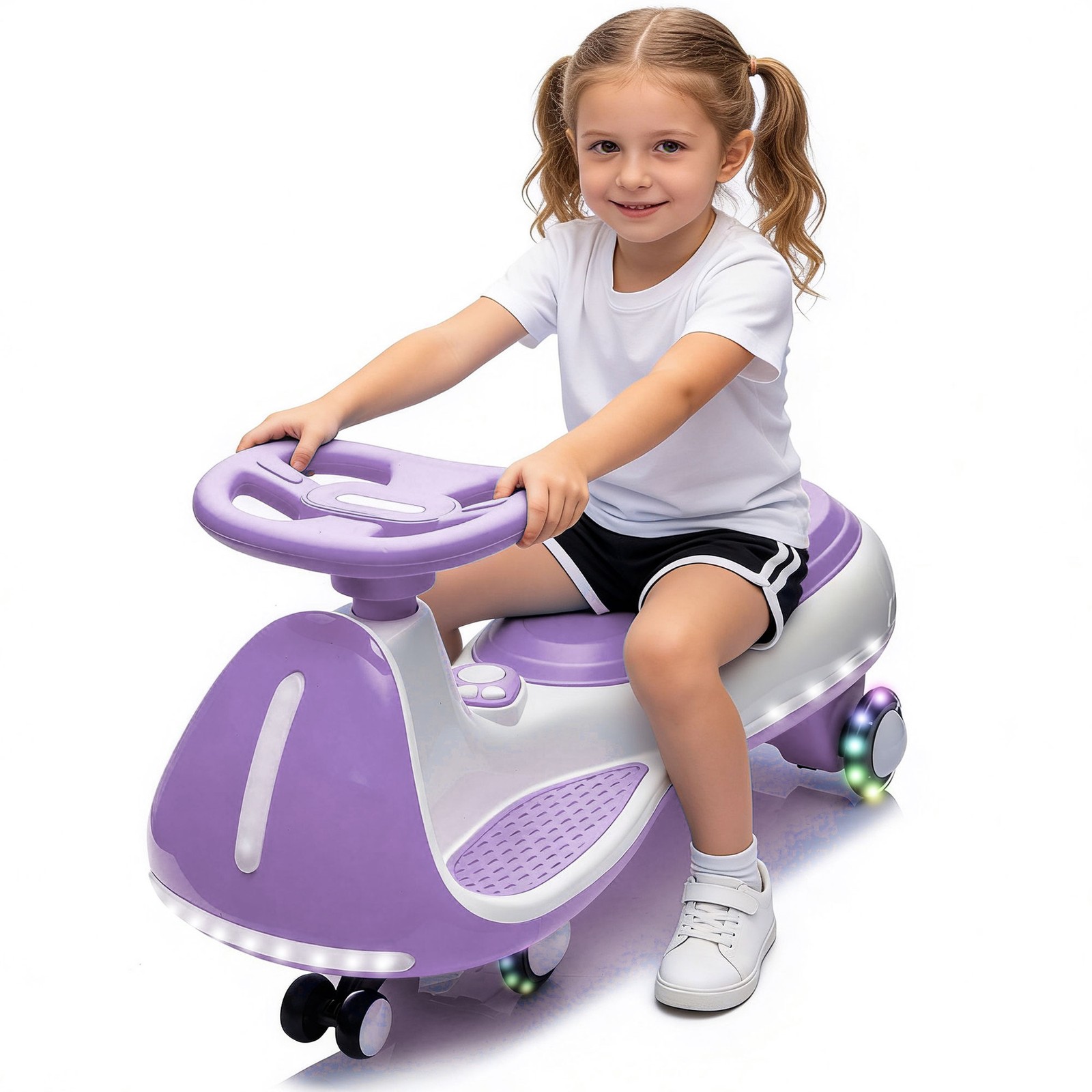 2in1 12V Kids ride on Electric Wiggle Car 5MPH Max Speed Bluetooth Music Purple