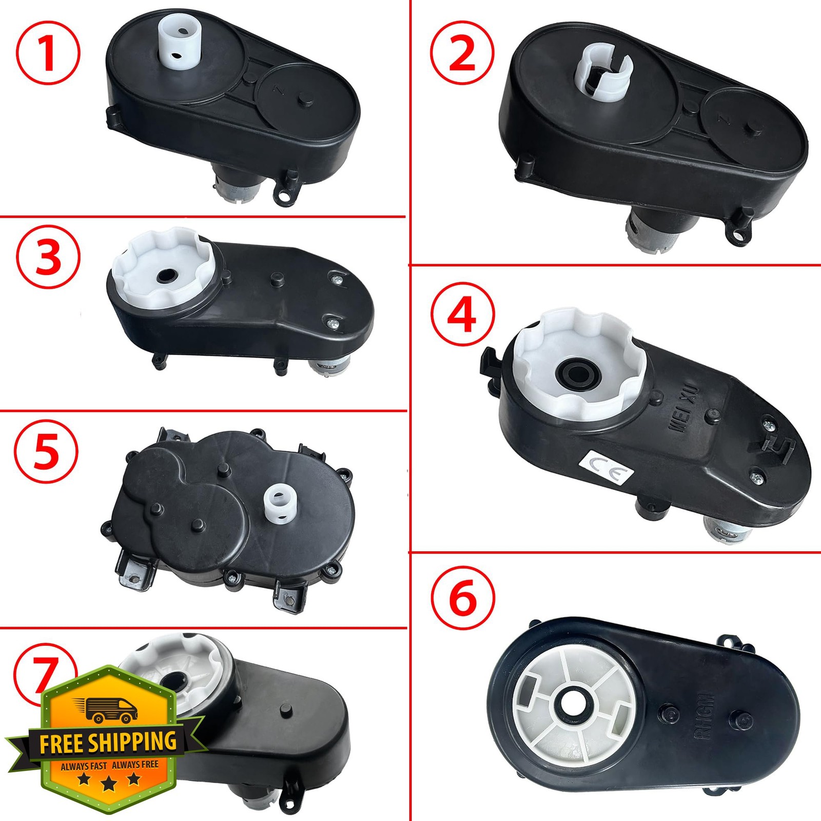 JRRXM 24V NO.7 Steering Wheel Motor Gearbox for Kids Ride On Toys