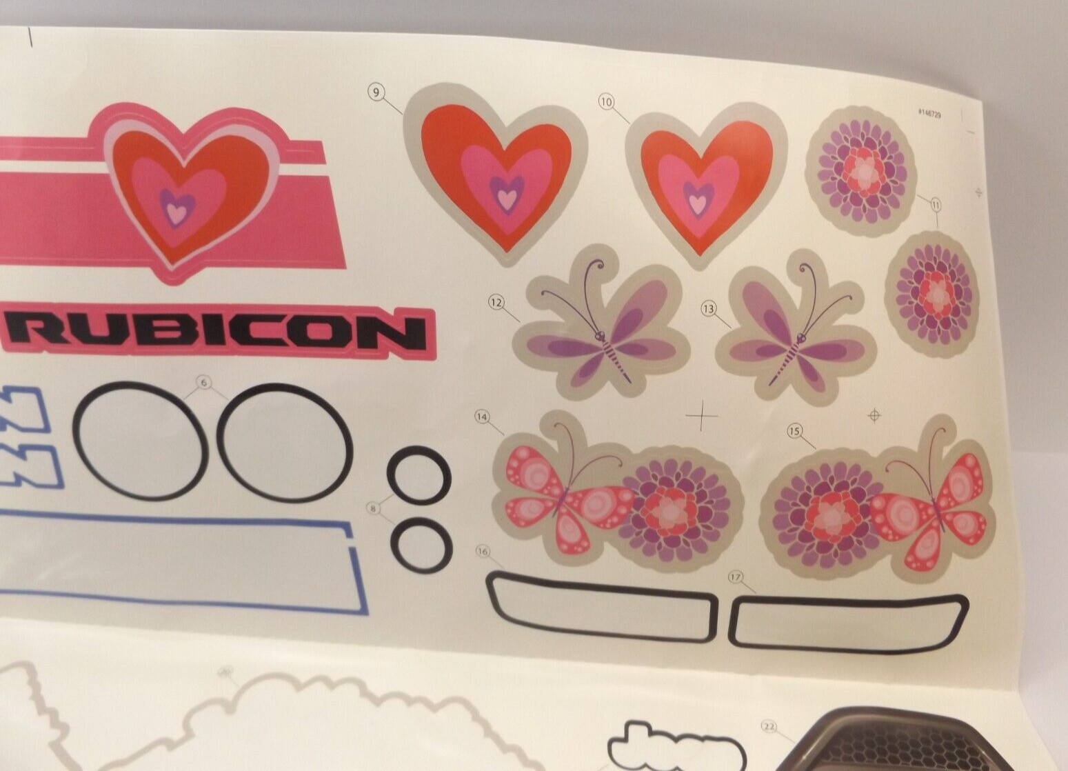 Power Wheels 3900-8481 Label Sticker Decals Jeep Wrangler Rubicon JL Pink