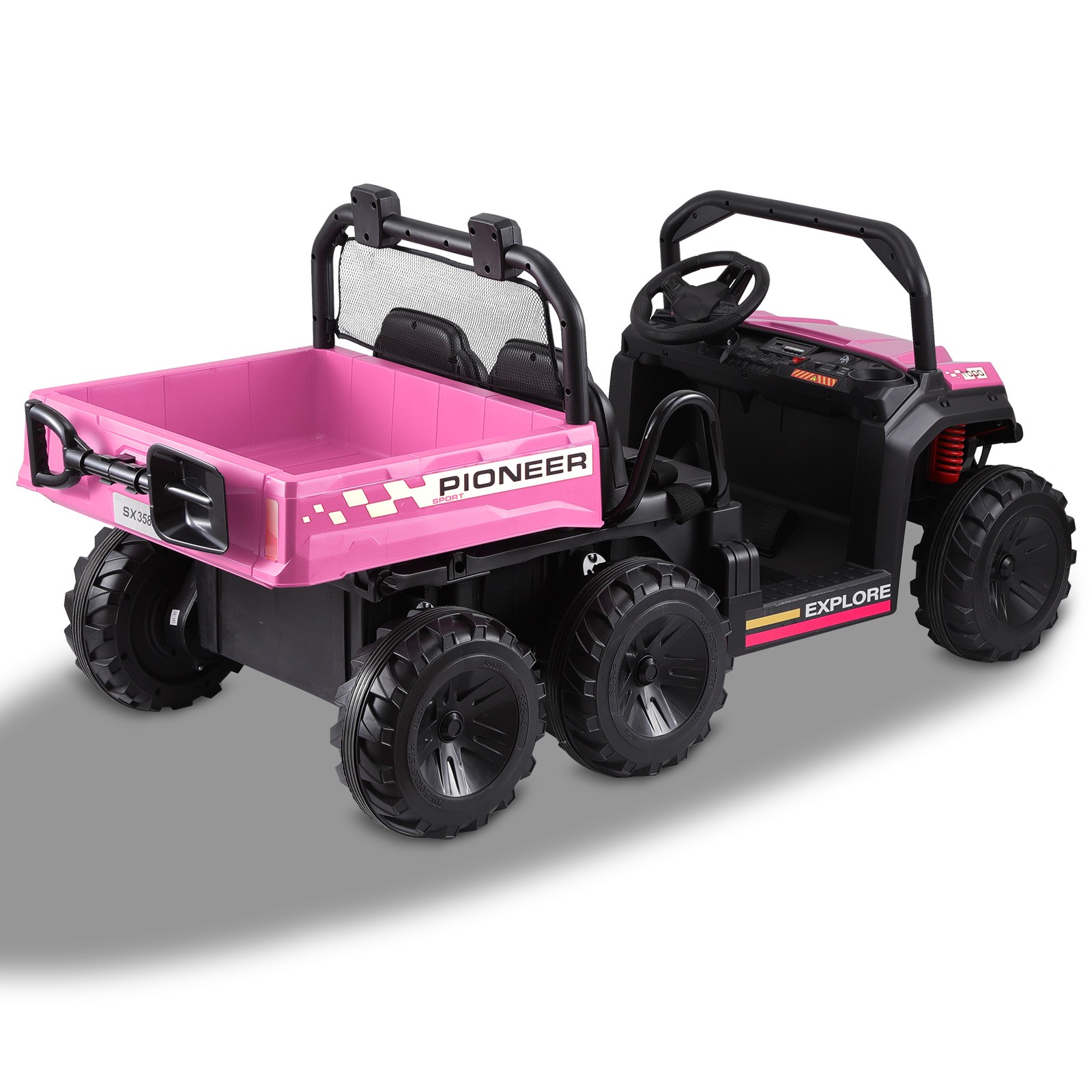 24V Kids Ride On Toys Dump Truck 2 Seater Battery Powered 4WD 6-Wheel Xmas Gift