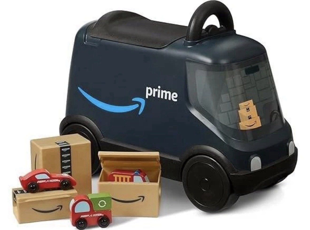 Amazon Delivery Van Ride on Toy for Kids, Blue Toddler Ride on Toy for Ages 2+