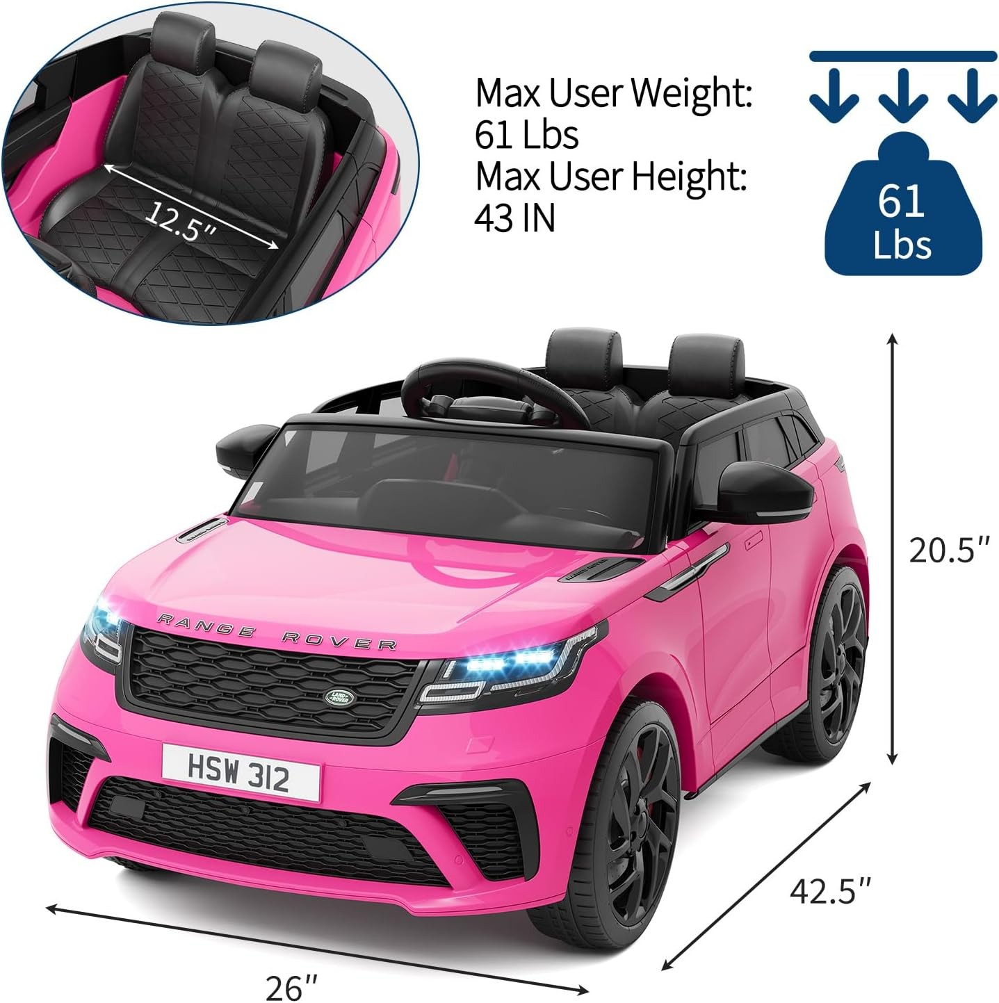 Kids Ride On Electric Car with Remote Licensed Land Rover for 4-8 w/ Mp3 Player