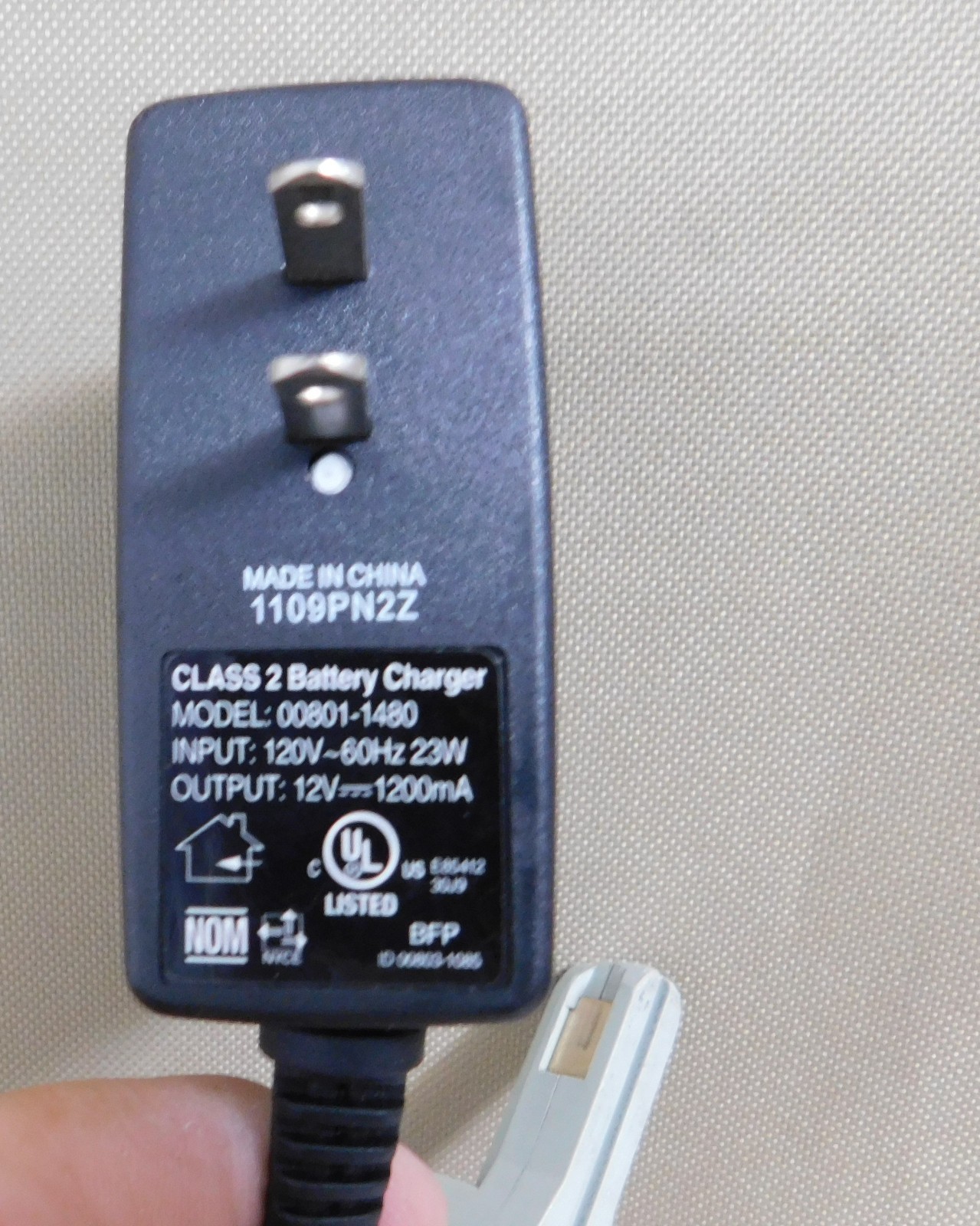 TESTED Genuine POWER WHEELS 00801-1480 12V 1.2A Battery Charger FISHER PRICE