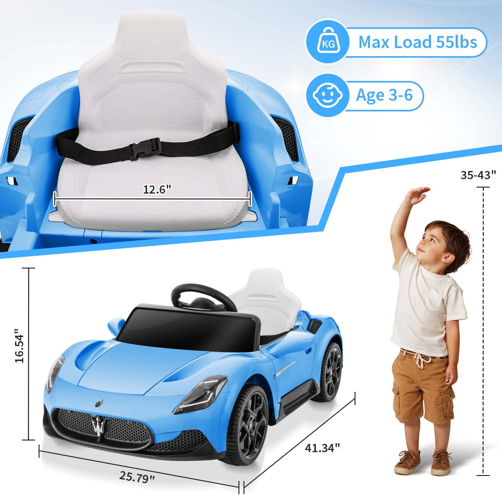 12V Kids Ride on Cars Licensed Maserati, Electric Ride on Toys for Toddler with
