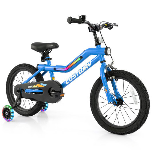 Patented 16 Inch Kids Bike LED Lighted Adjustable with Training Wheels for 4-7 Y