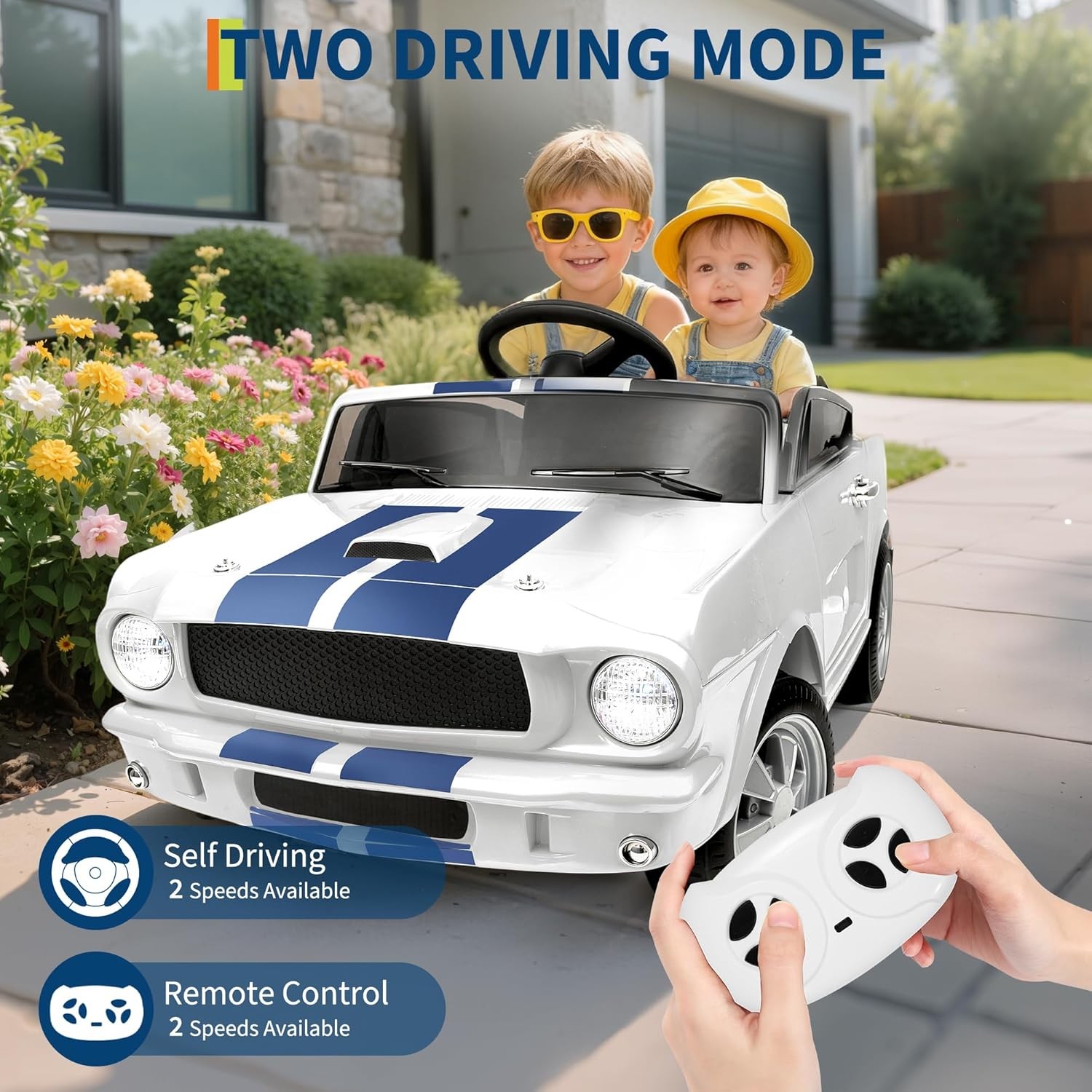 24V 2 Seater Ride on Licensed Shelby GT350 Electric Car Ride on Toys for Kids