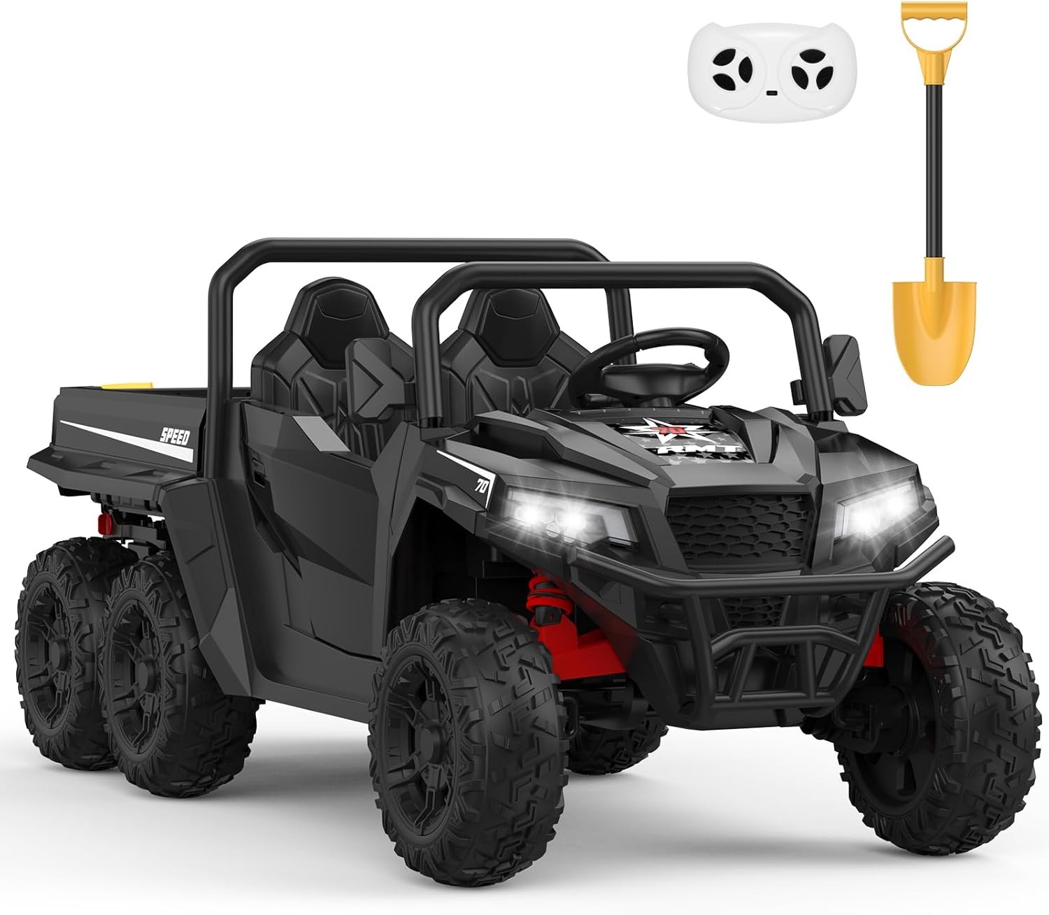 24V 4WD 6-Wheel Electric Ride On Dump Truck with Remote Control, 2 Seater Kids