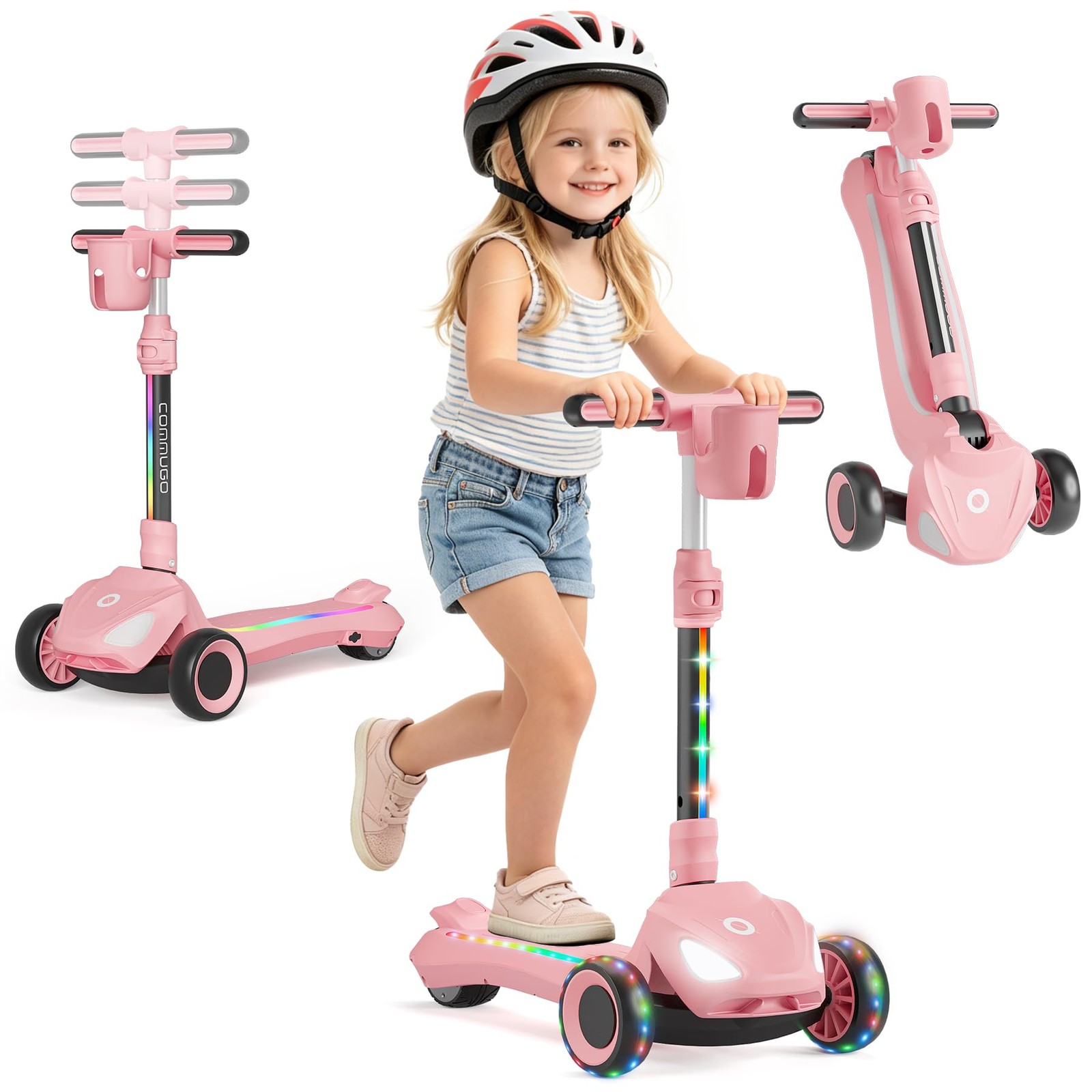Electric Scooter for Kids with 3 LED Wheels, 5MPH Safe Speed, LCD Screen