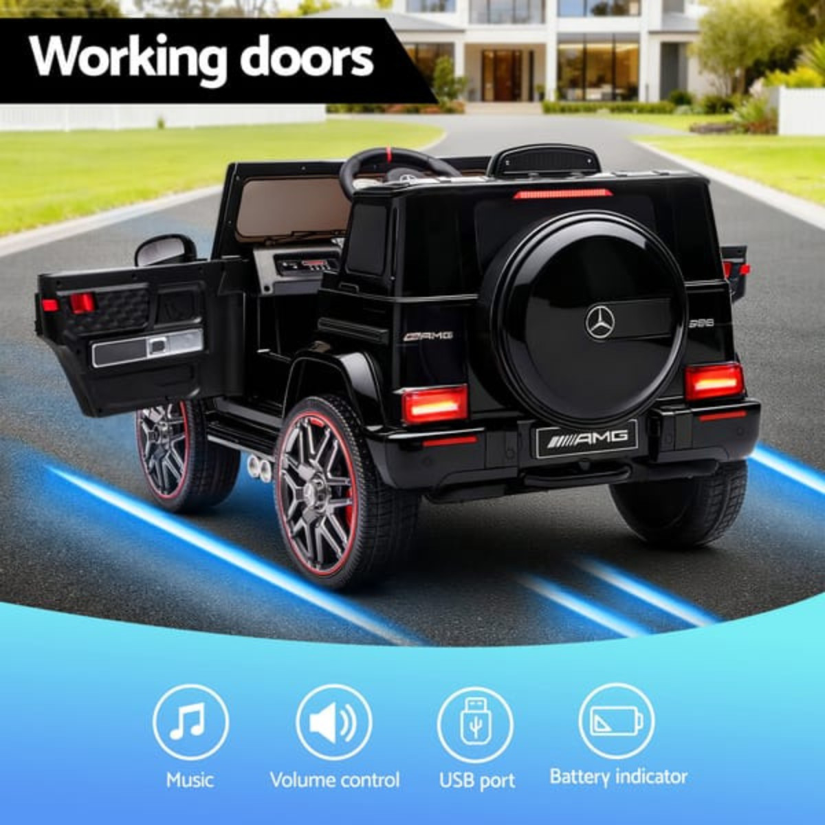 Black Mercedes Kids Electric Ride On SUV G63 Toy Car Remote Control 12V
