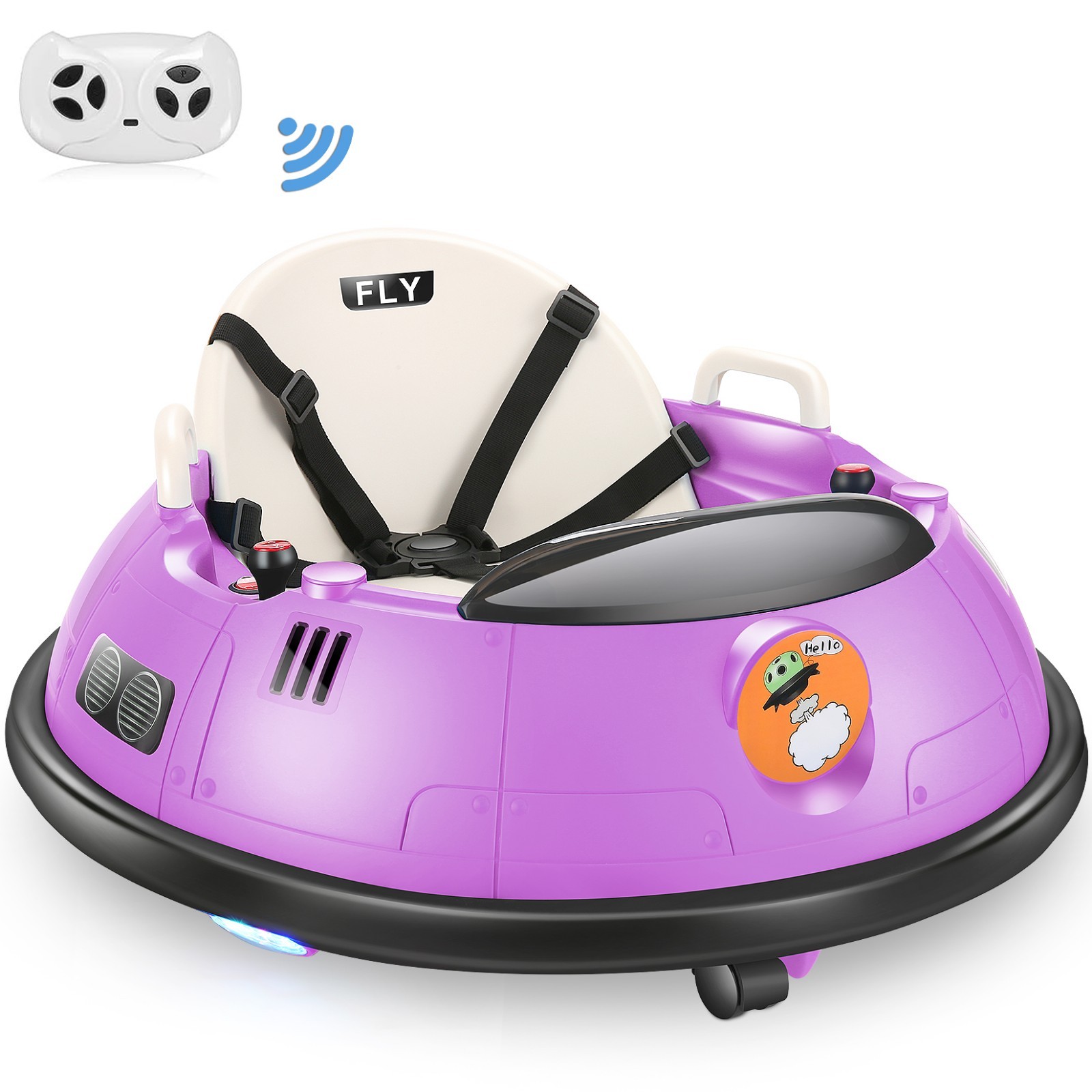 Bumper Car 12V Ride On Electric Bumper Car Flashing LED Light & 360° Rotation US