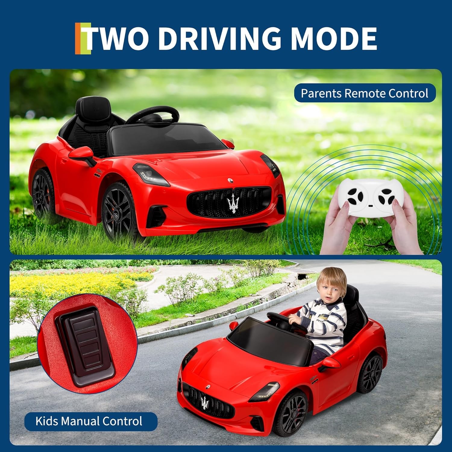 12V Licensed Maserati Ride-On Vehicle for Kids, Remote Control, High/Low Speed