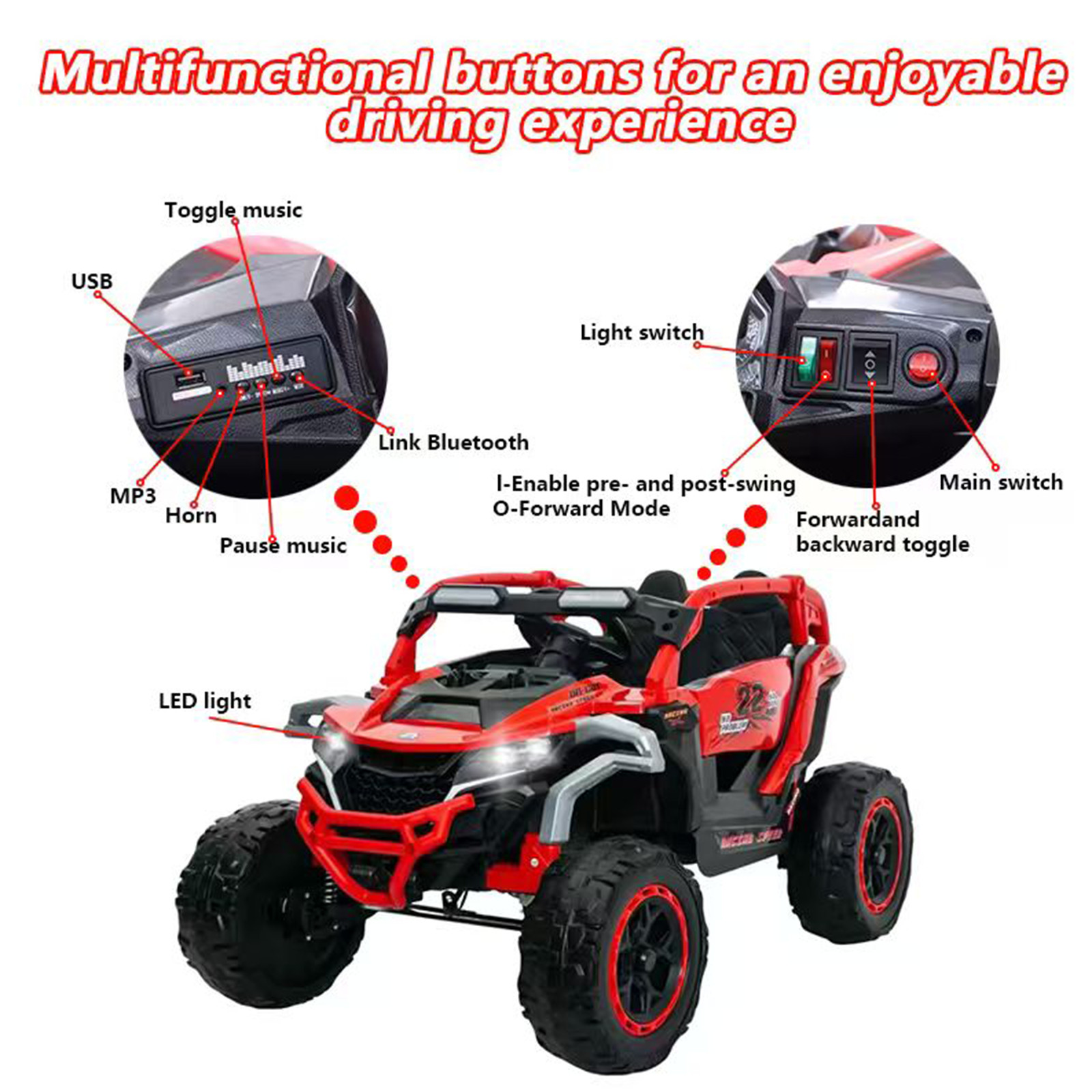 12V Kids Electric Ride On Truck Car 2 Seater UTV Remote Control Suspension