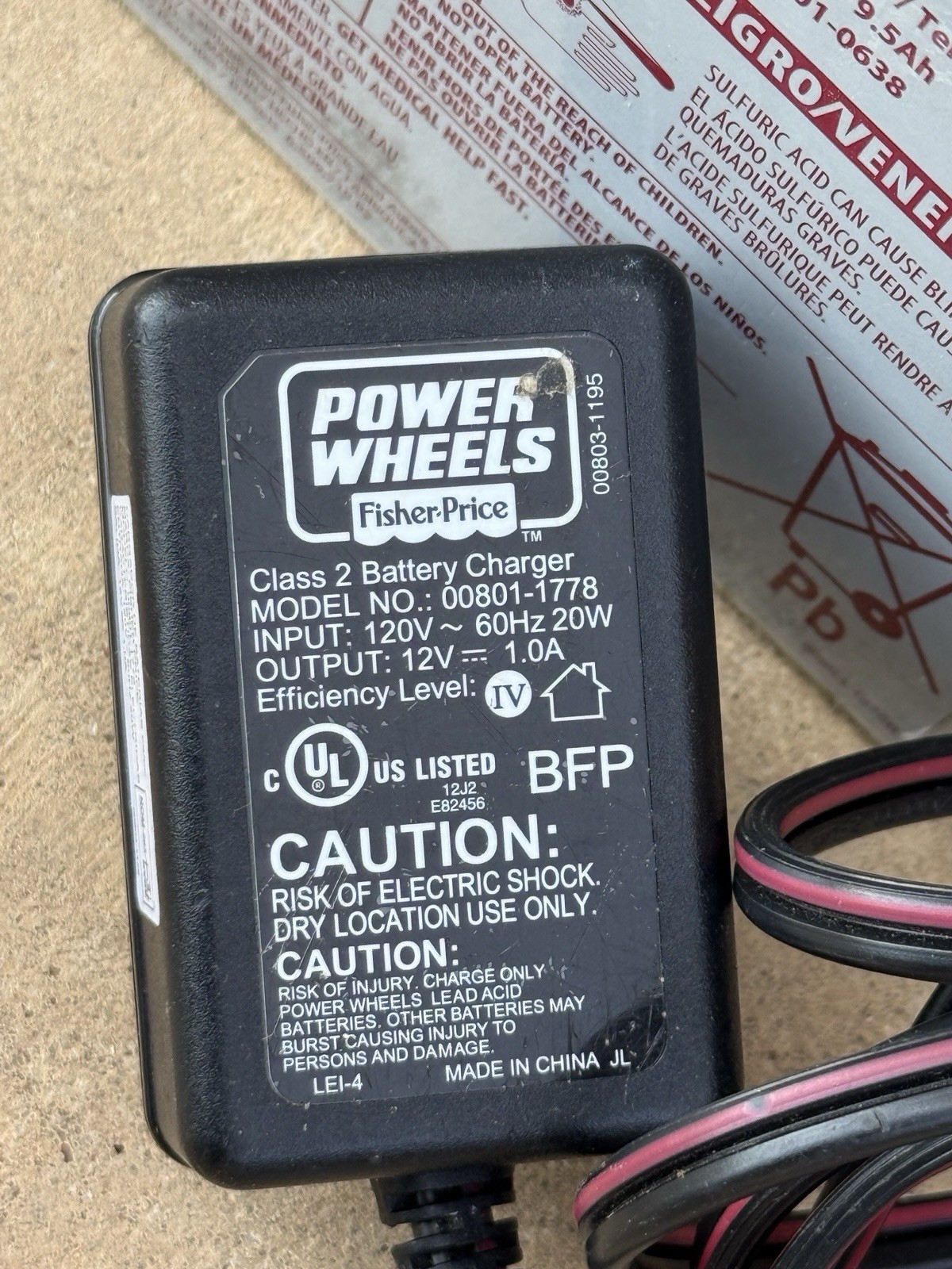 Power Wheels 12V Gray Battery 00801-0638 + 12 VOLT Charger Fisher Price Genuine