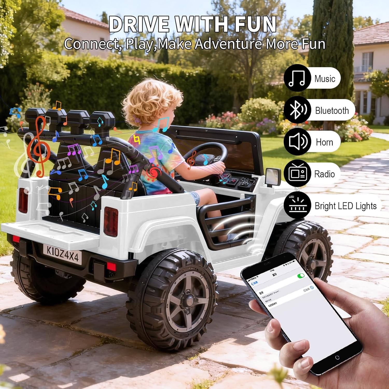 Kids 24V 2-Seater Electric Ride On Car,Ride On Truck,Bluetooth,Toy for Ages 3-8