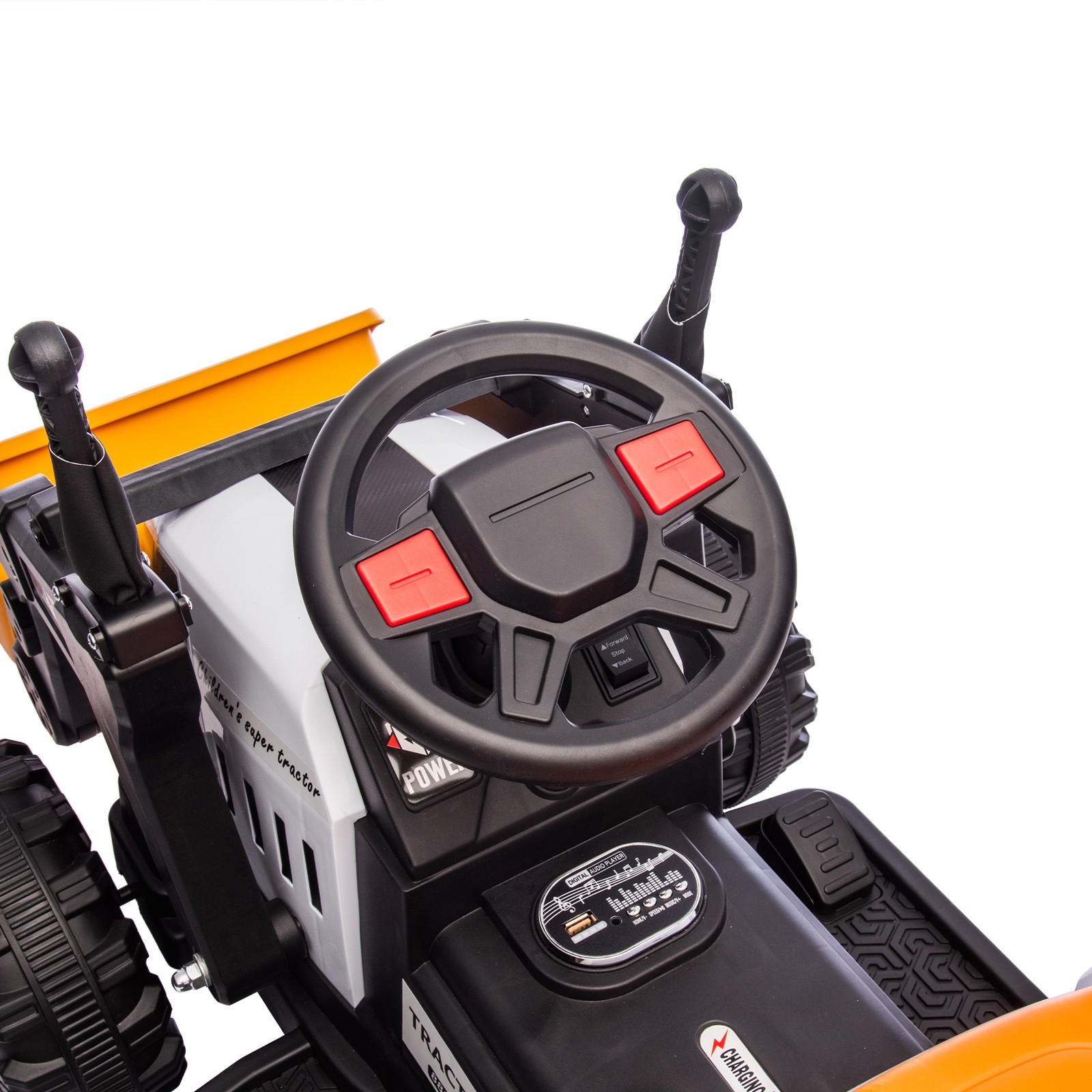 24VKids Ride on Electric Tractor Toy Excavator Vehicle Construction Truck Orange