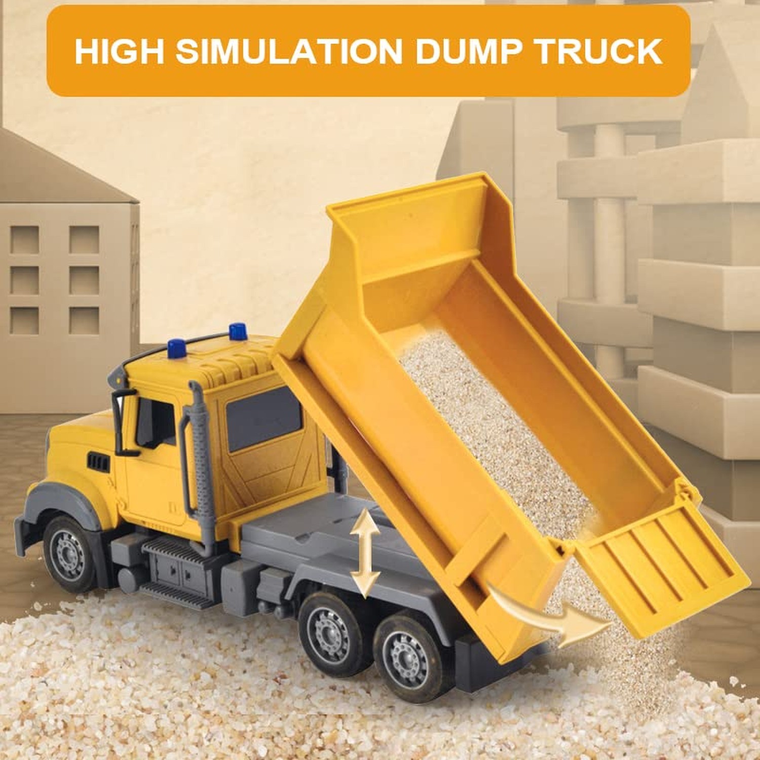 RC Dump Truck Toy for Kids – 6 Channel Remote Control Dump Truck with LED Lig…