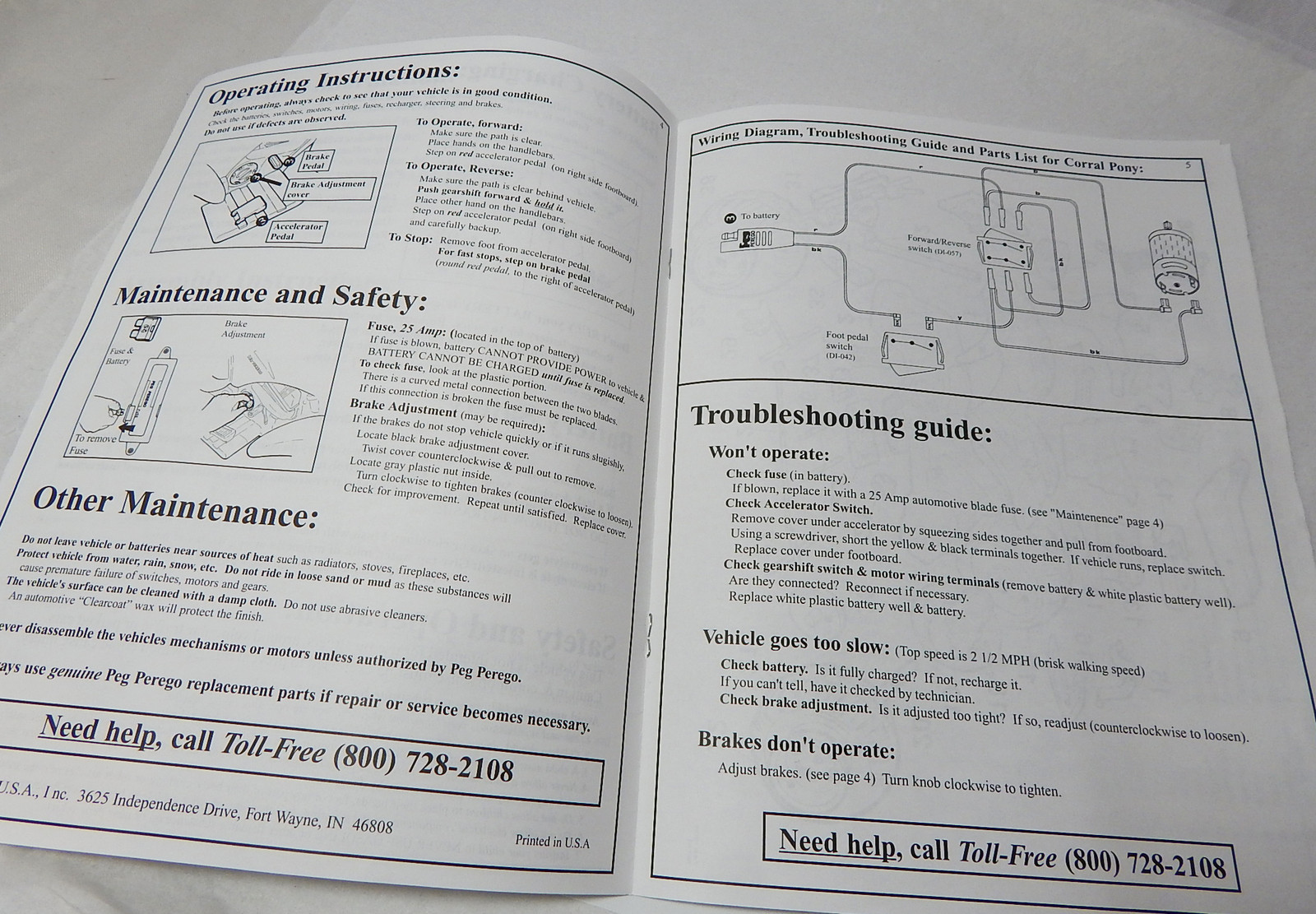 PEG PEREGO CORRAL PONY & PINK PANTHER KIDS RIDING BATTERY ATV MANUAL PARTS LIST