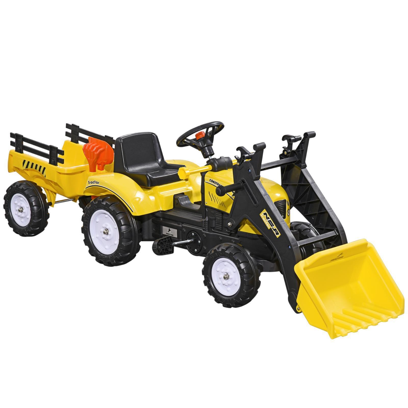 Kids Ride-On Excavator, Pedal Car Bulldozer, Move Forward/Back with
