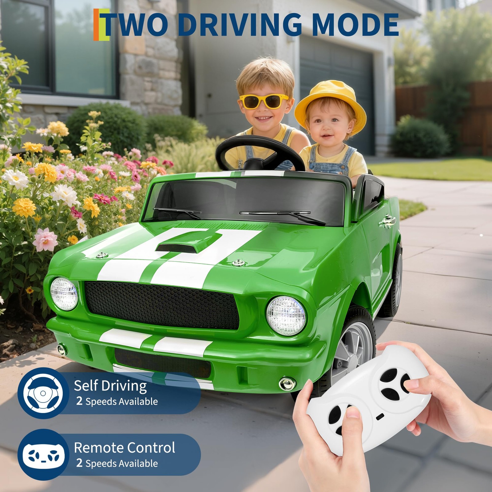 Garvee 24V 2 Seater Ride on Licensed Shelby GT350, Battery Powered Ride on Toys
