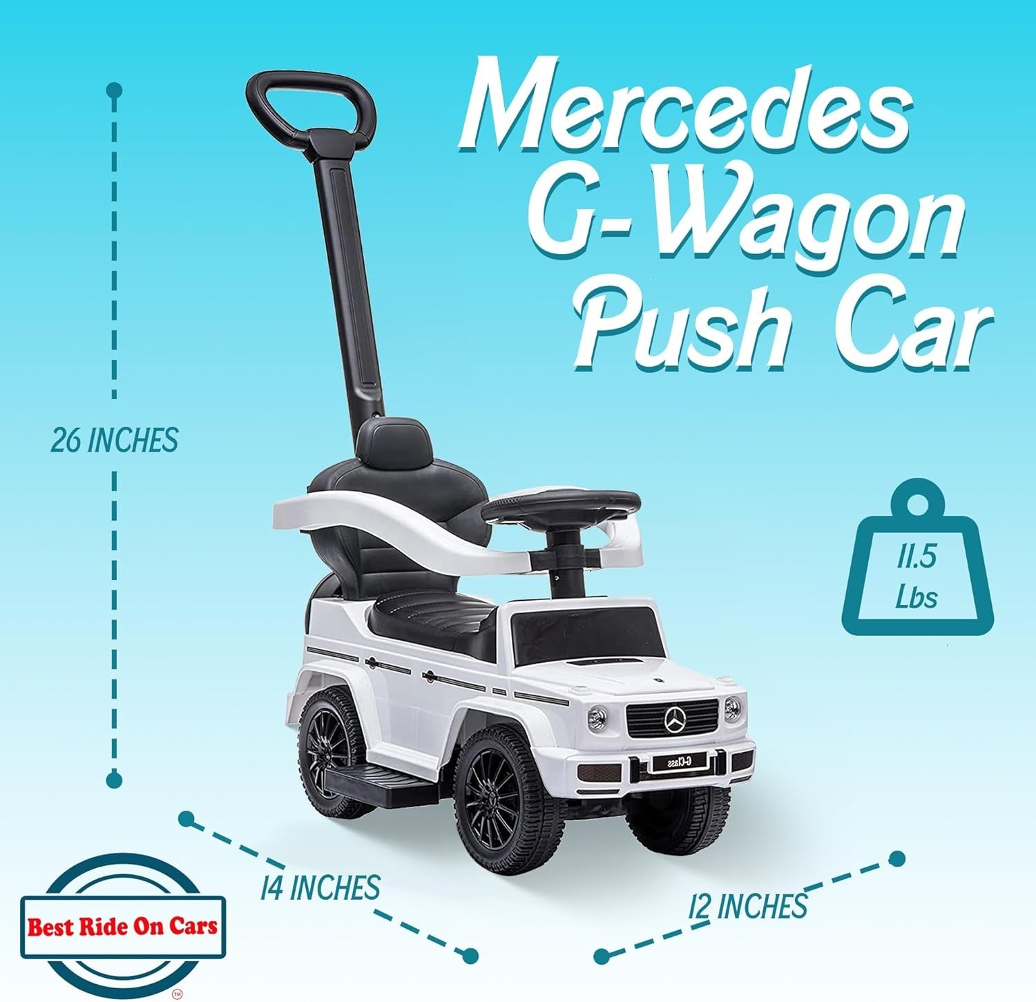 Mercedes G-Wagon Kids Ride On Car with Music, White
