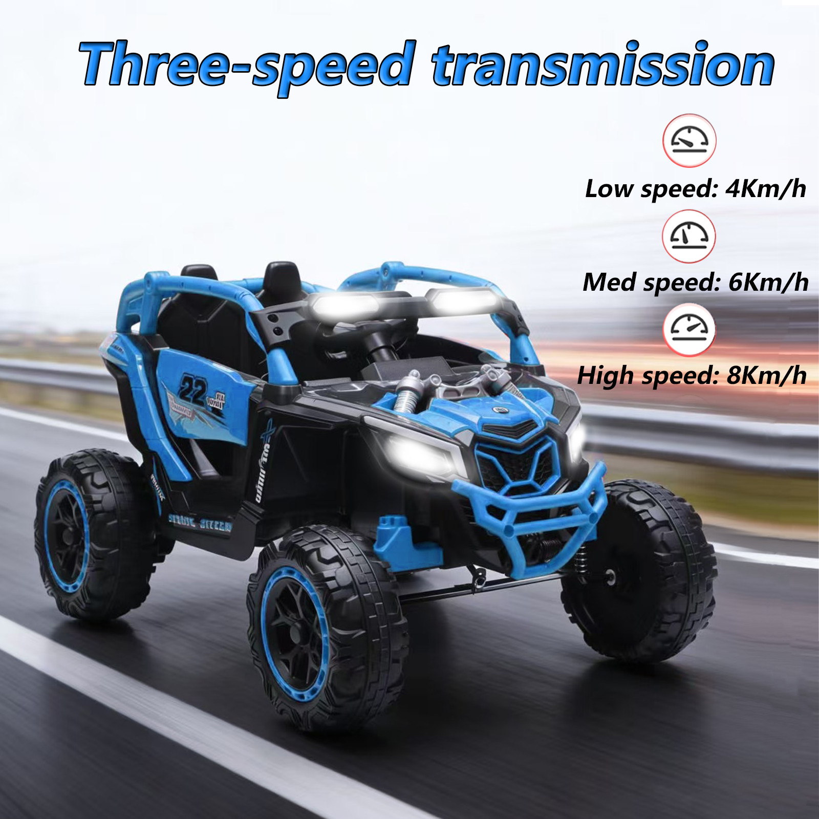 24V 400W Ride on UTV 2-Seater Electric Car Truck Power Wheels with Remote, Blue