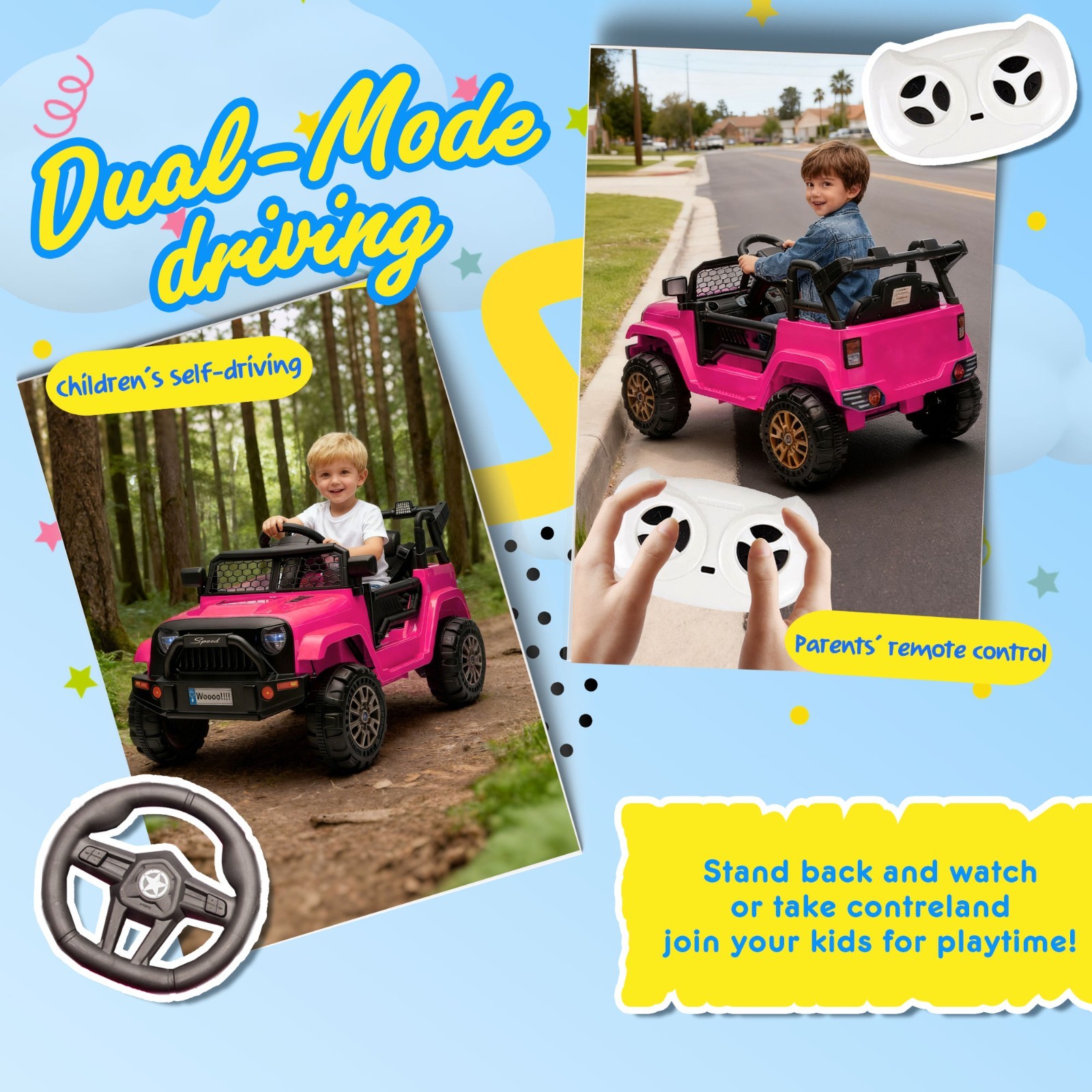 12V Kids Ride On Toys Truck w/Remote, Electric Toddler Ride on Car for Kids,Pink