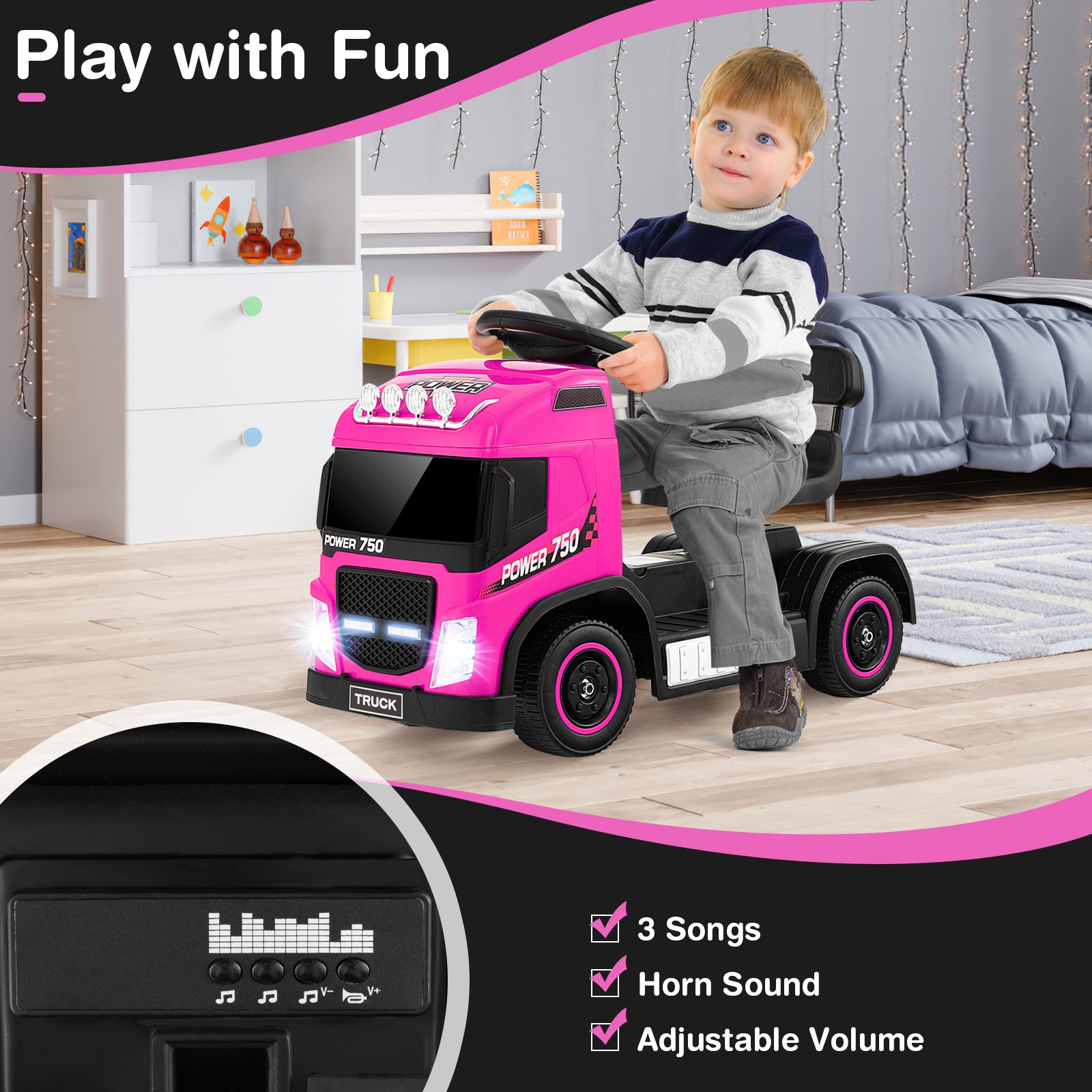 6V Kids Ride-on Truck 2-in-1 Toddler Electric Car for Boys & Girls Birthday Gift