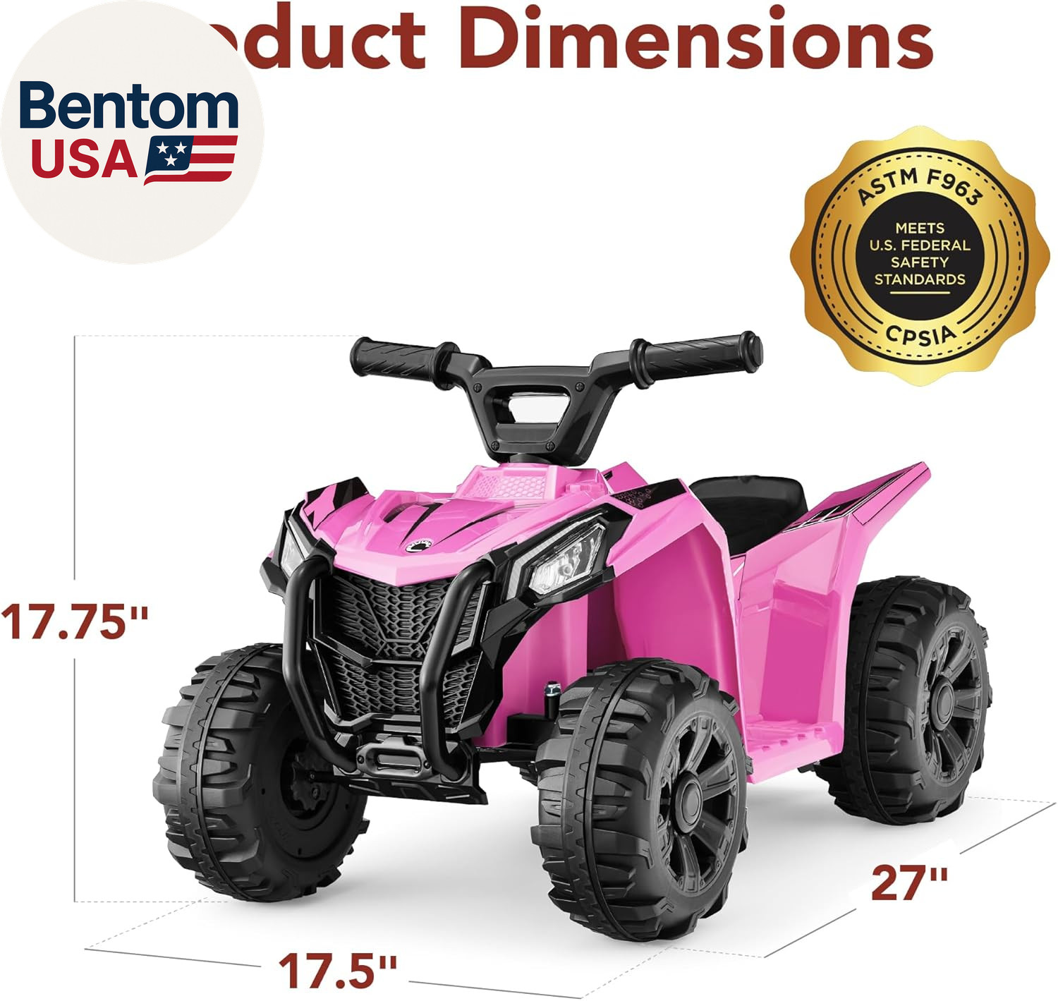 6V Kids Ride on Toy, 4-Wheeler Quad ATV Play Car W/ 1.8MPH Max Speed, Treaded Ti