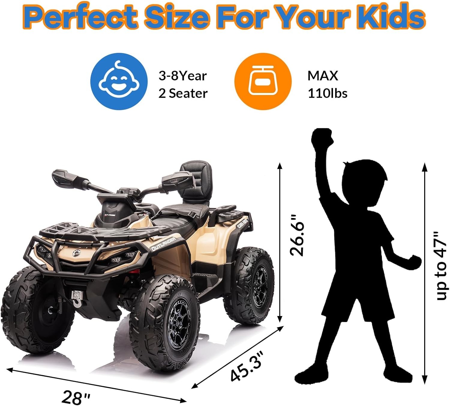 12V Kids ATV Ride on Car Electric Toys Off-Road Vehicles 4 Wheeler Quad for Kids