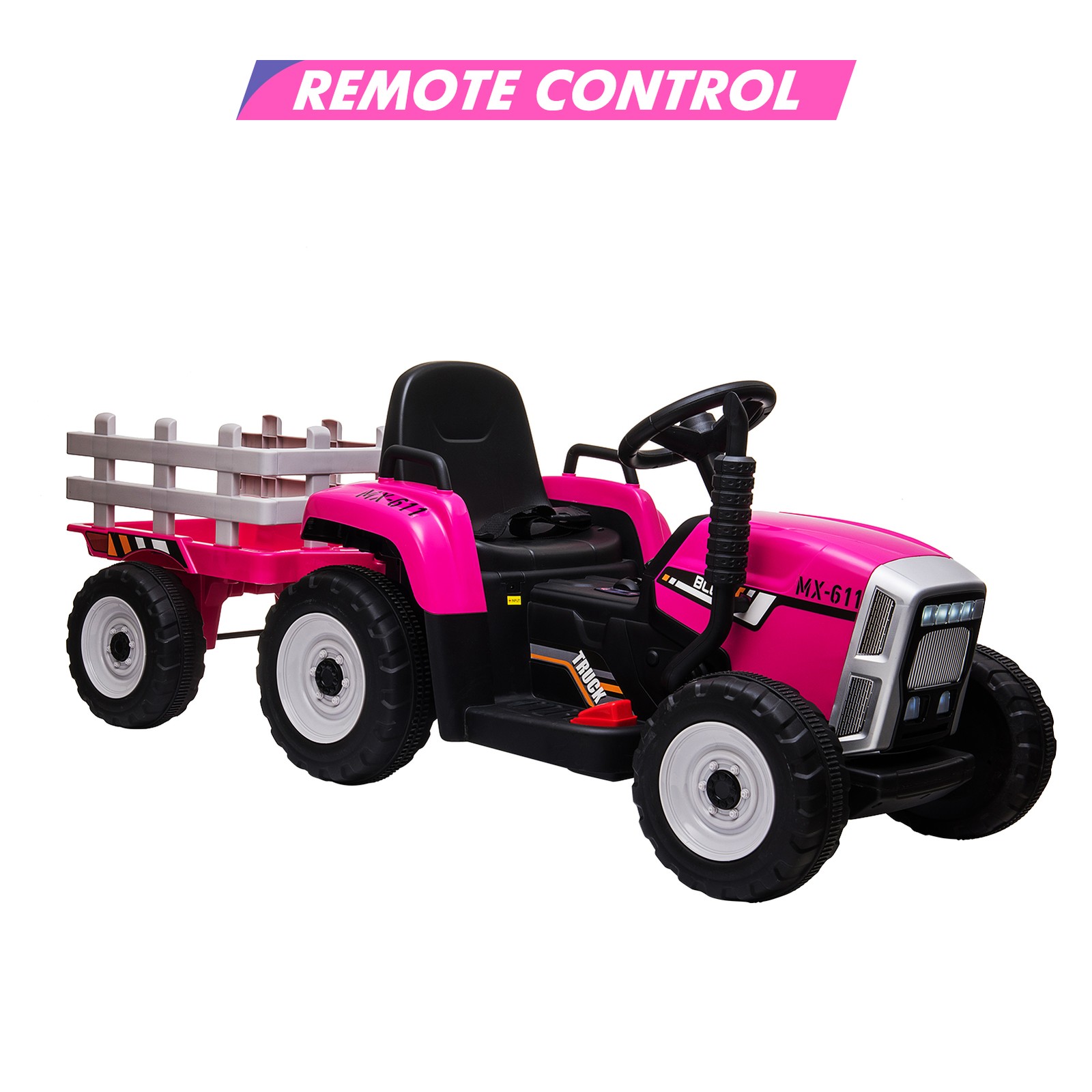 Battery‑Powered 12V Kids Tractor w/ Remote,25/35W Motor, LED, Educational Audio