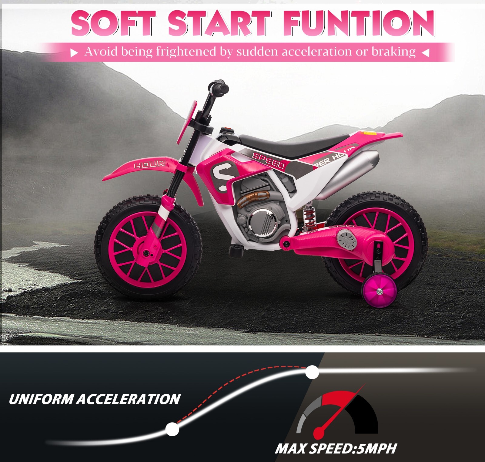 12V TOBBI Electric Motorcycle for Kids Battery Powered Ride On Toys with 2 Speed
