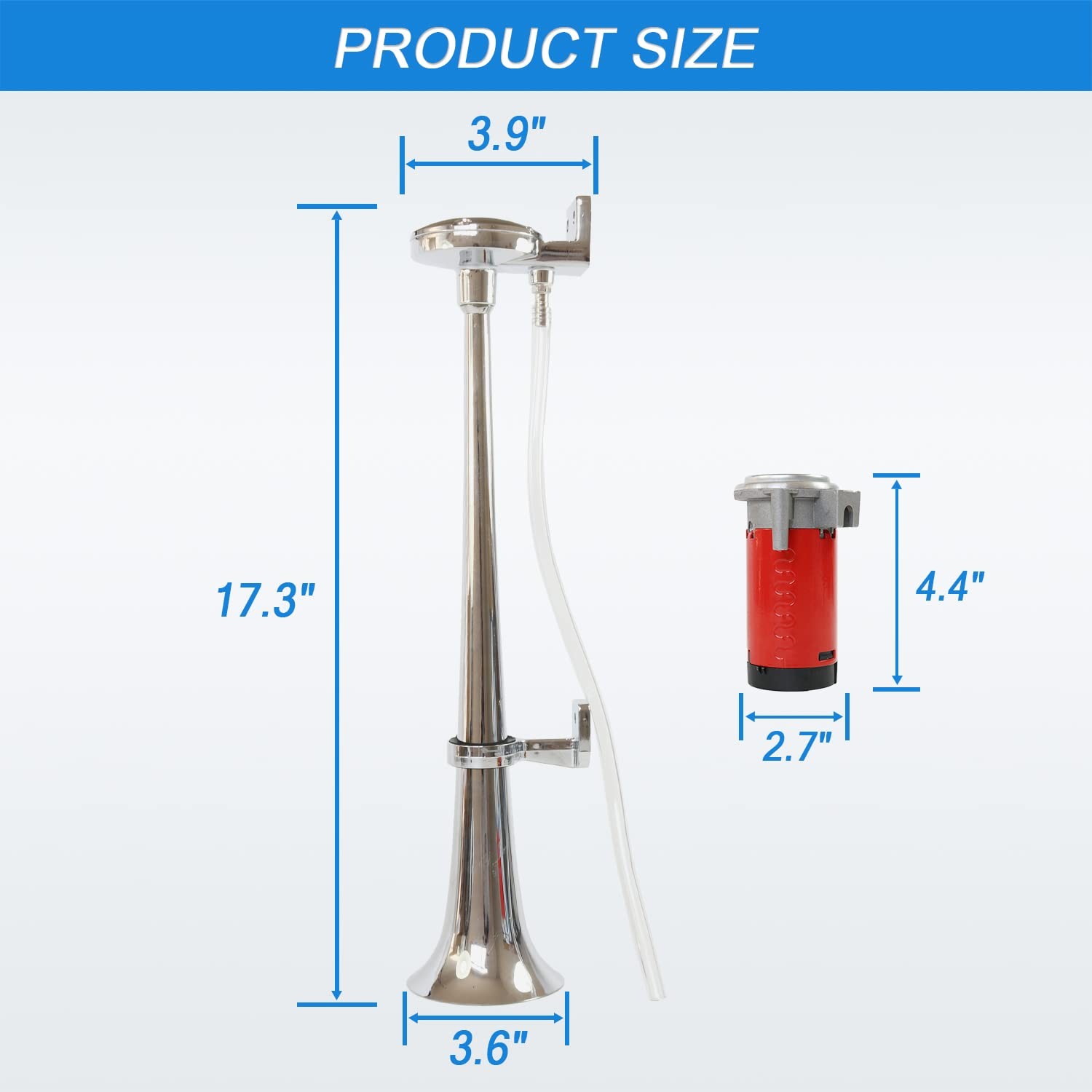 12V 150DB Air Horn,Chrome Zinc Single Train Trumpet Truck Air Horn with Compr…