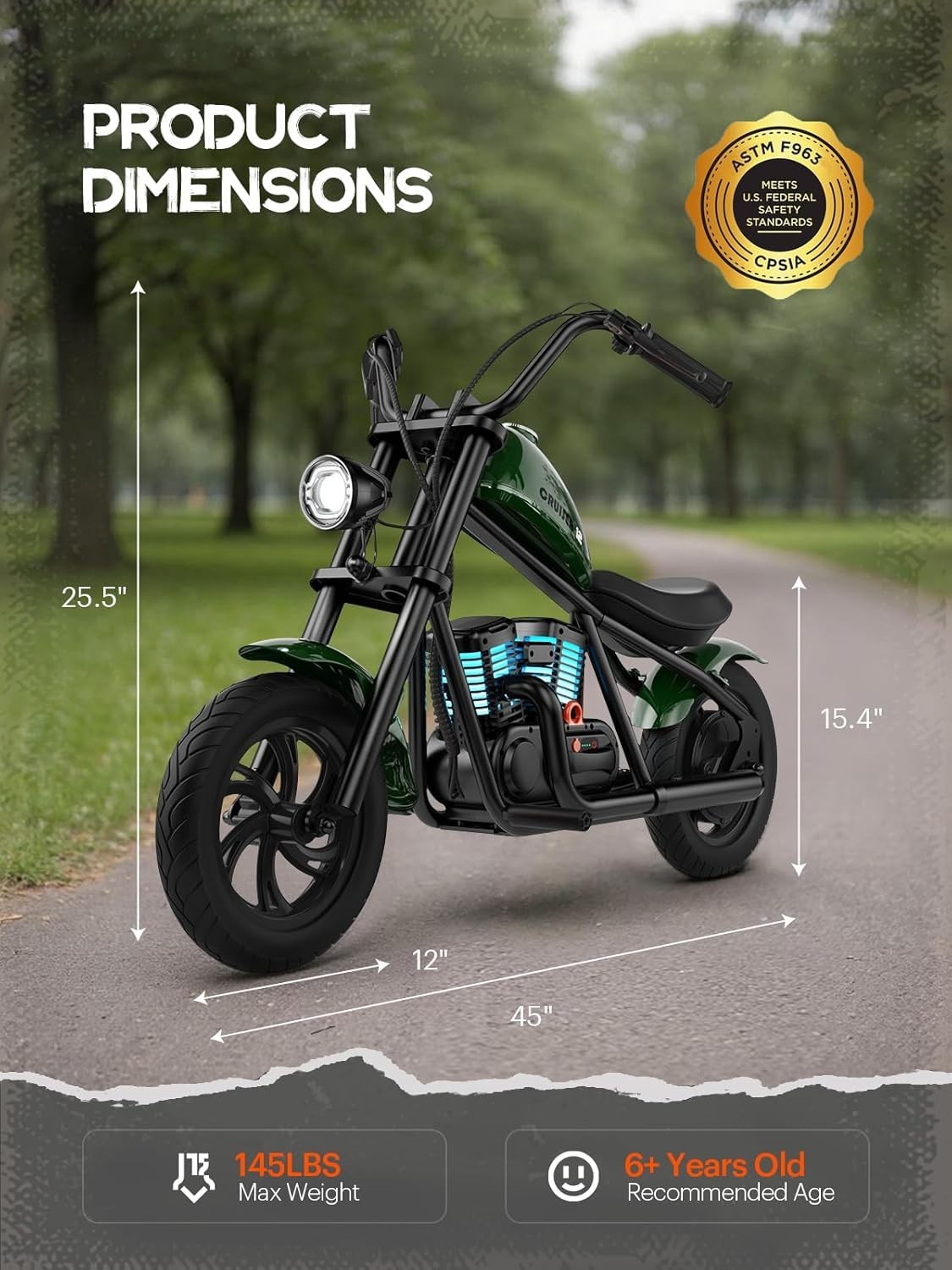HYPER GOGO Cruiser 12 Plus Electric Motorbike Electric Dirt for Kids Up to 10MPH