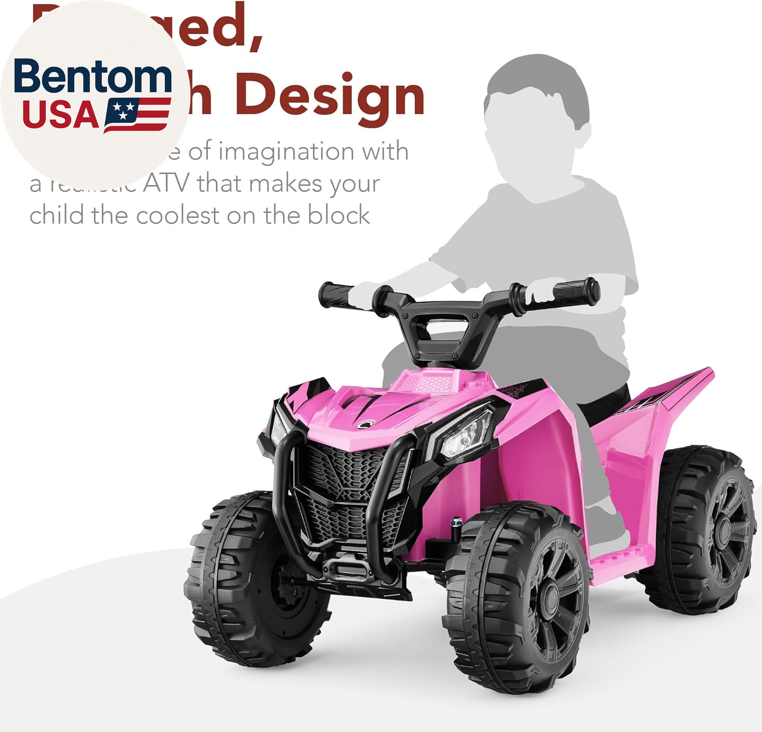 6V Kids Ride on Toy, 4-Wheeler Quad ATV Play Car W/ 1.8MPH Max Speed, Treaded Ti