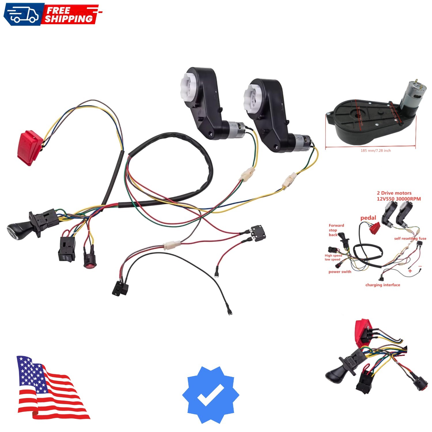 Children Electric Car DIY Accessories Wires and Gearbox,Self-Made Toy Car of …