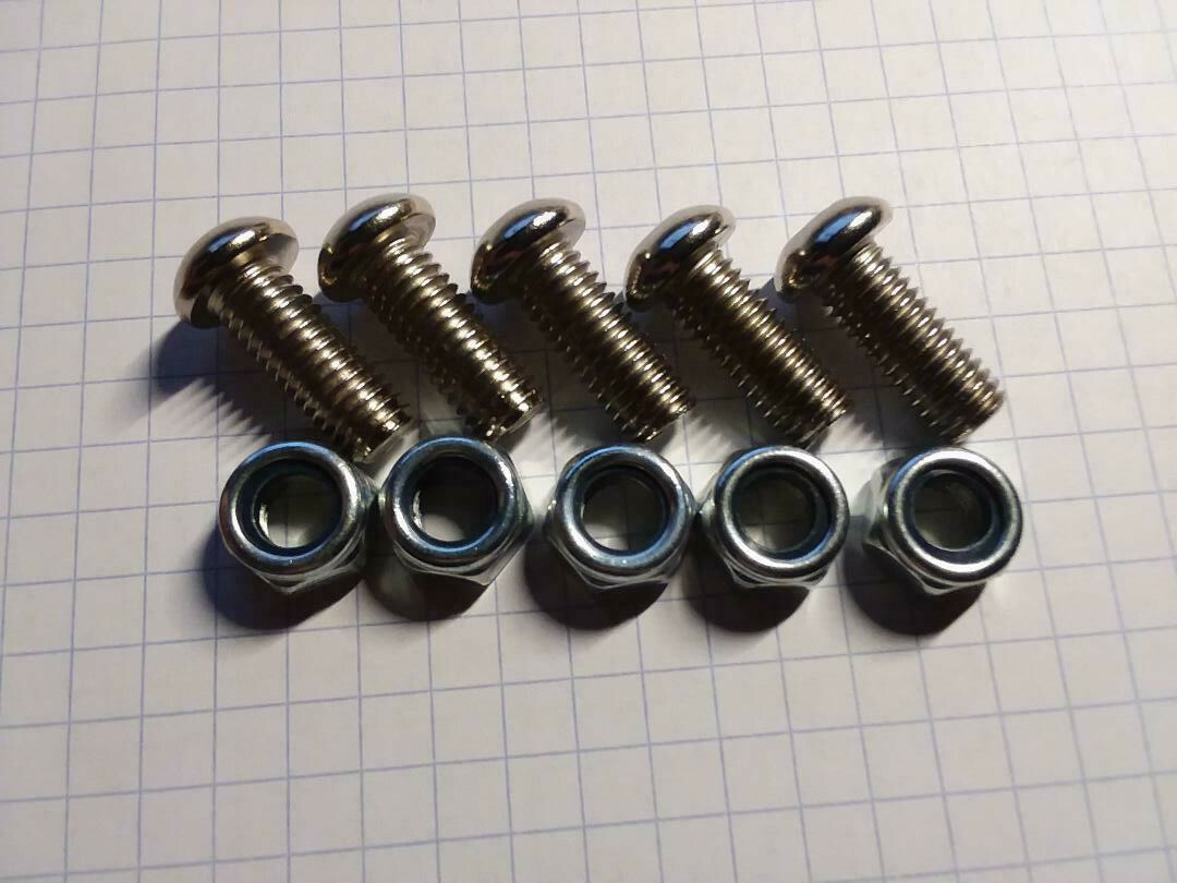 5x M8-1.25 mm x 19 mm Button Head Cap Screws w/ Lock Nuts Hardware Chrome Steel
