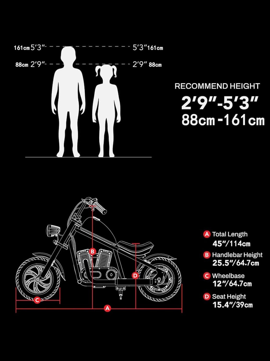 HYPER GOGO Cruiser 12 Plus Electric Motorbike Motorcycle for Kids Electric Dirt