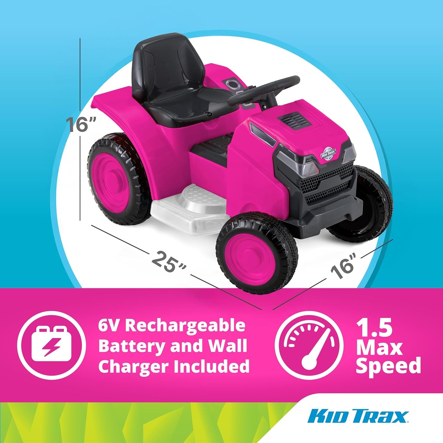 6V Mow and Go Ride on Lawn Mower – Electric Cars for Kids, Toddler Outdoor Toys,
