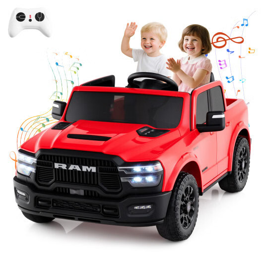 2 Seater 24V Ride on Toy for Big Kids Licensed Ram Truck with Remote and Music-P