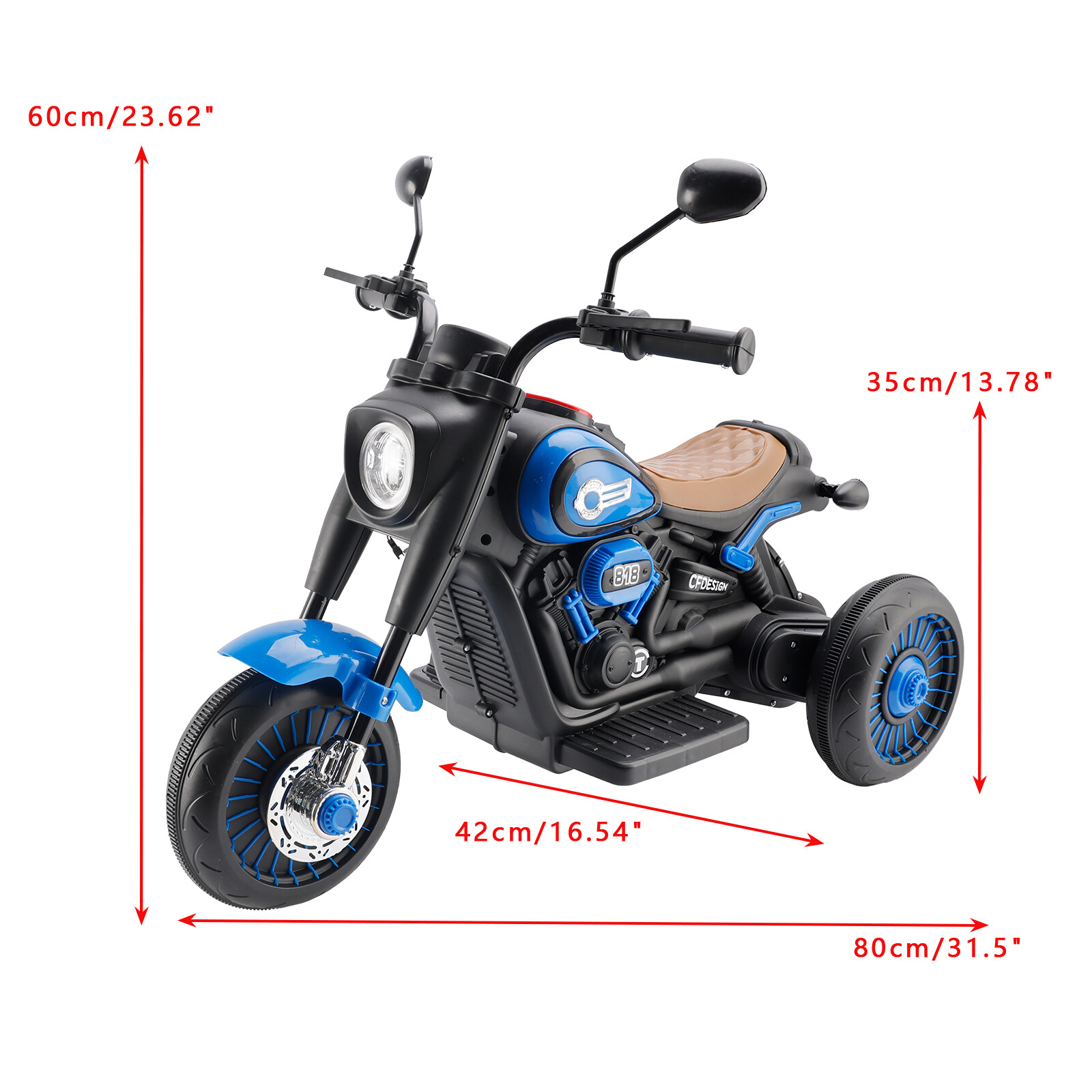 3Wheel 6V Kid Ride On Motorcycle Electric Toy With Colorful Light Music Blue B9