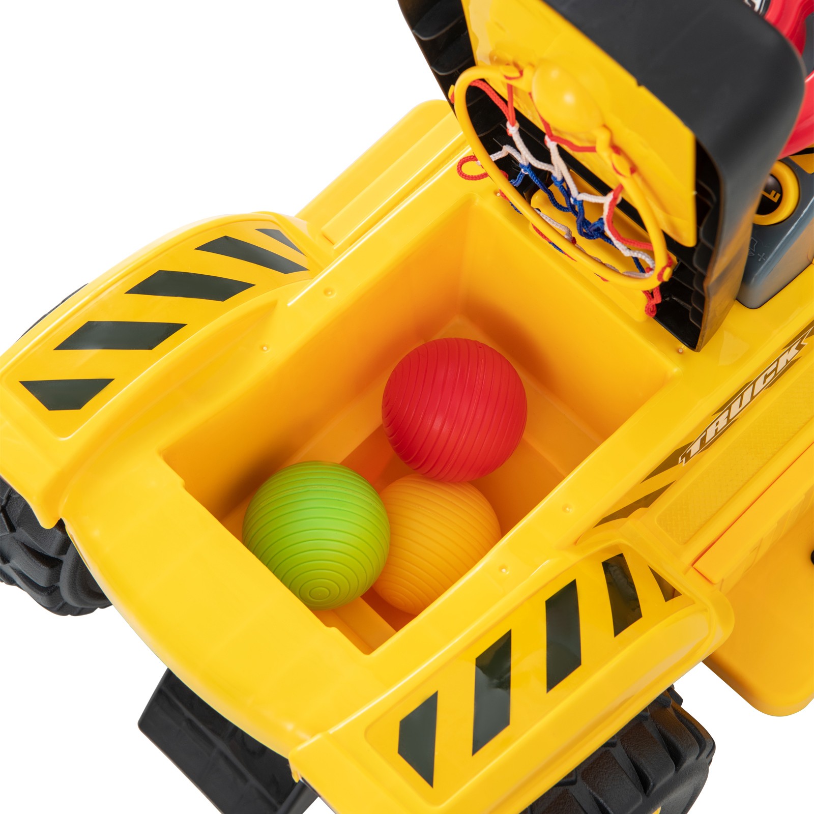 Kids Ride On Excavator 6V Electric Pretend Play Tractor Toy with Basketball Hoop