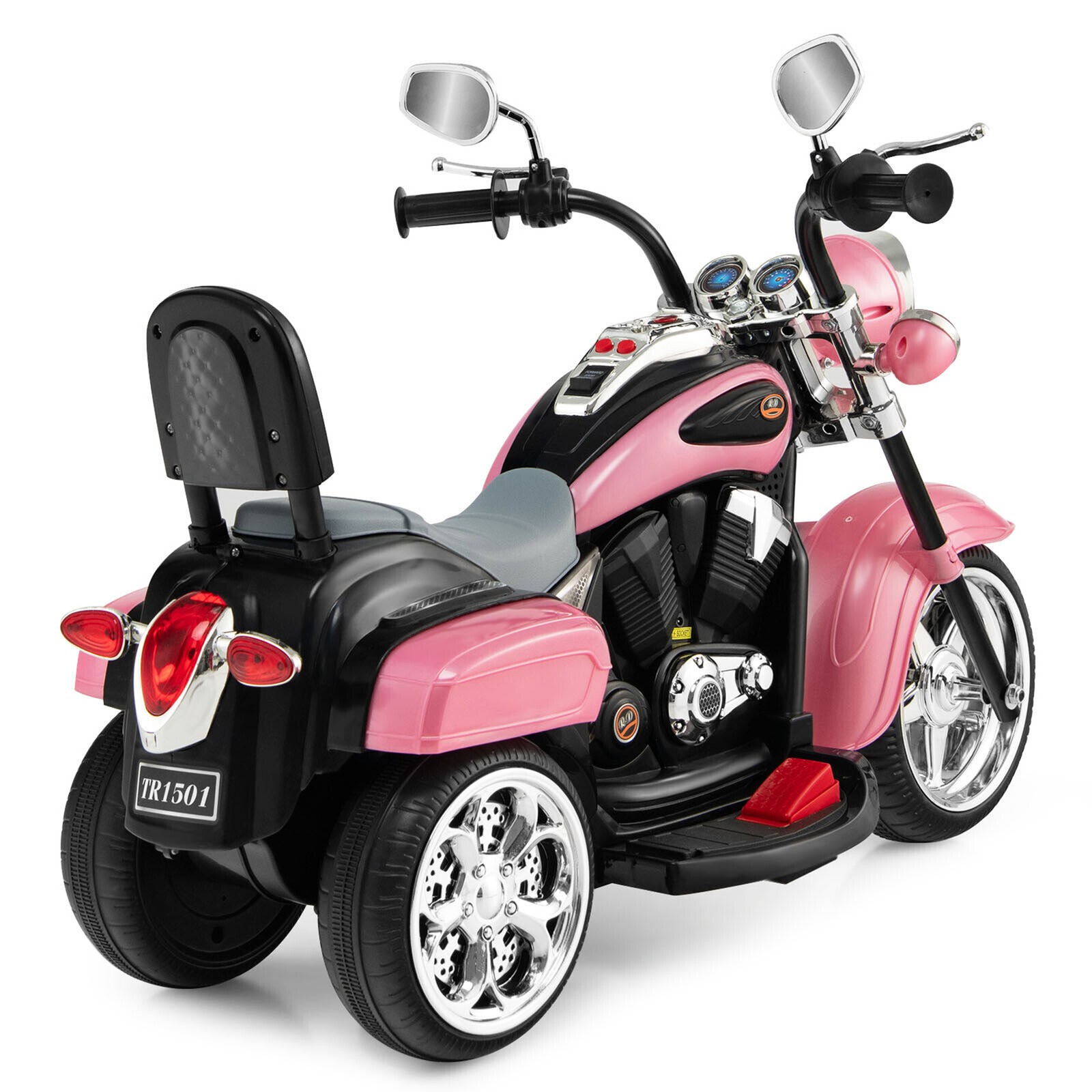 6V Kids Ride On Chopper Motorcycle 3 Wheel Trike with Headlight Pink