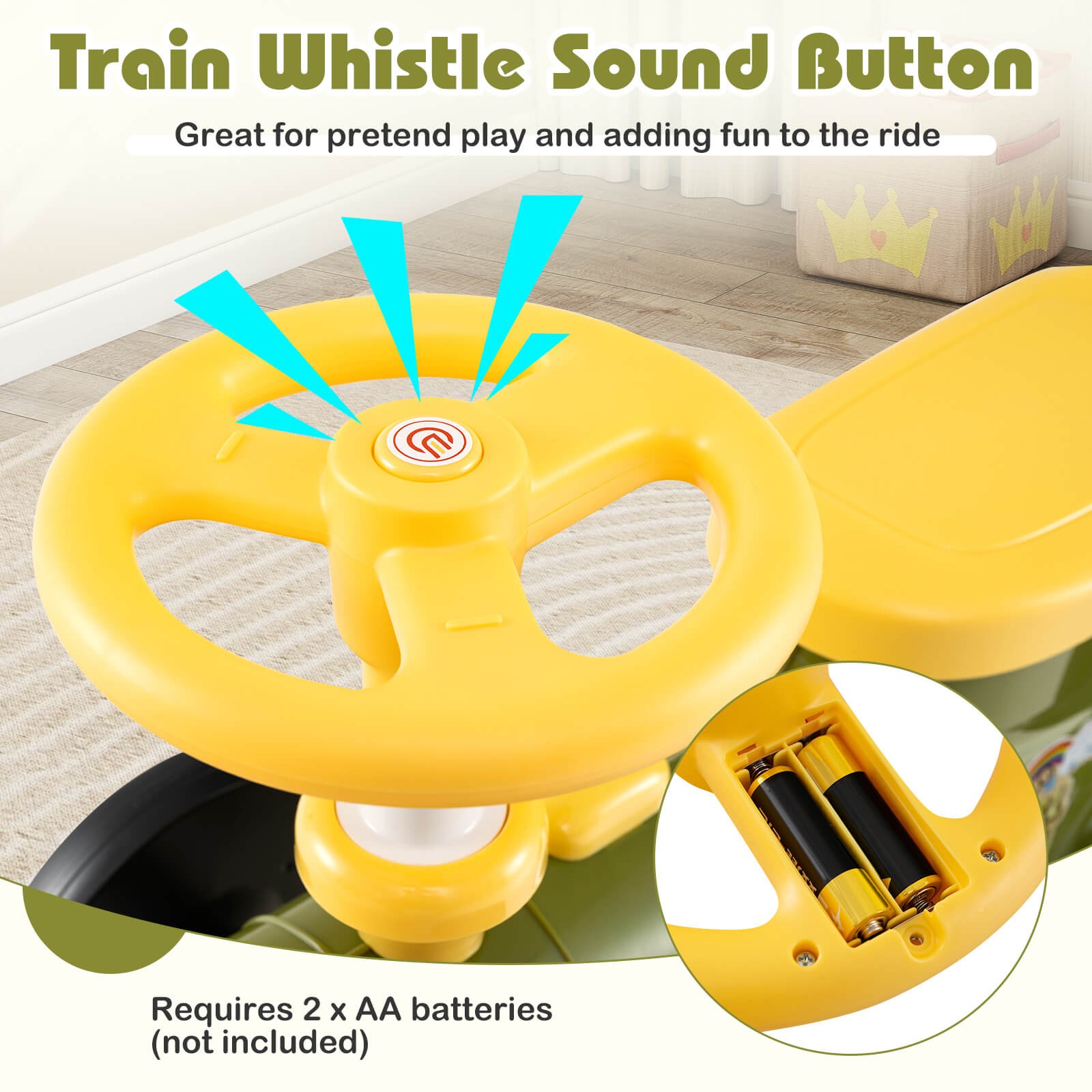 Ride on Push Car with Storage Compartment & Train Whistle Sound Button