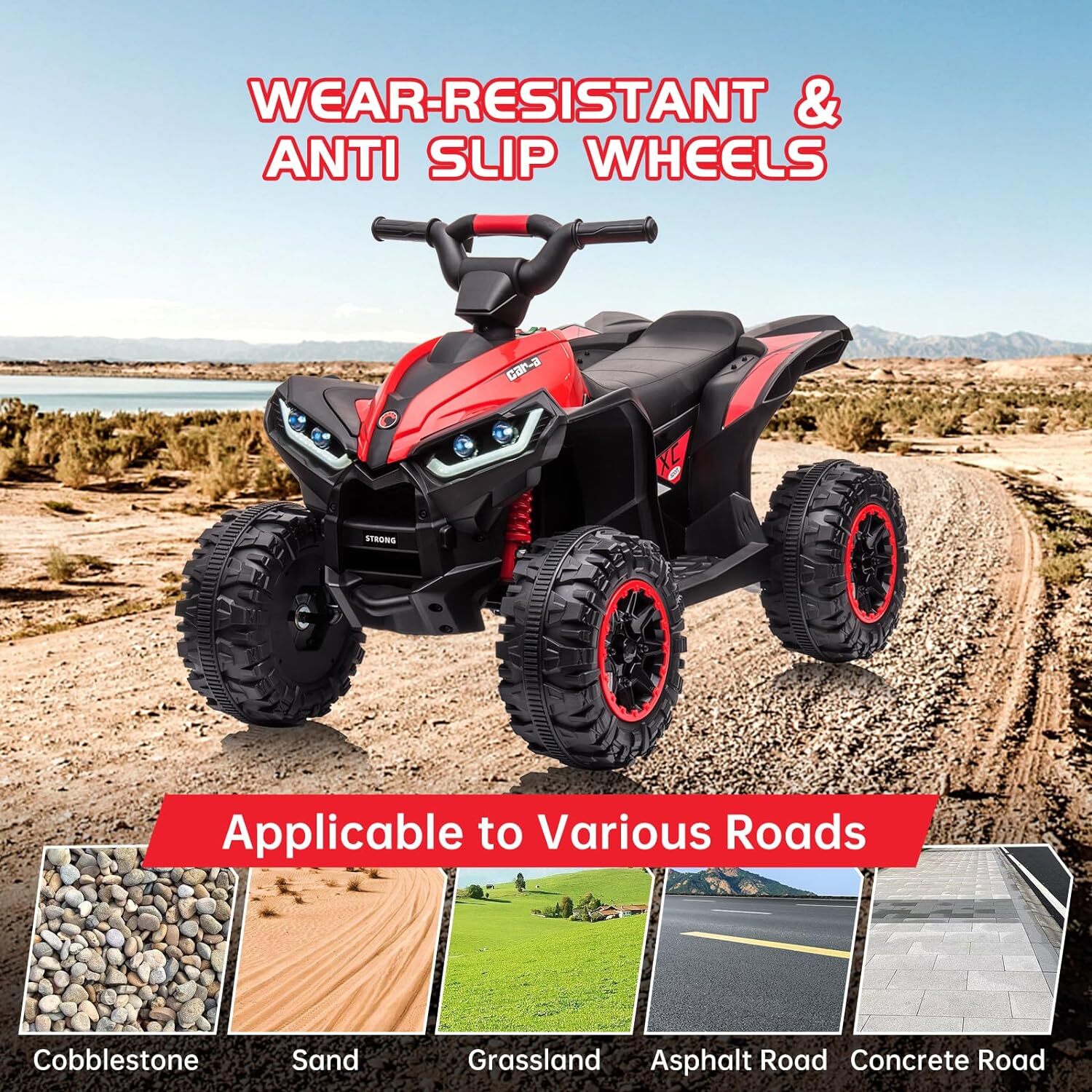 🍊🍅Kids ATV Ride on Toy 12V 4 Wheeler Battery Powered Quad Toy Vehicle LED Ligh