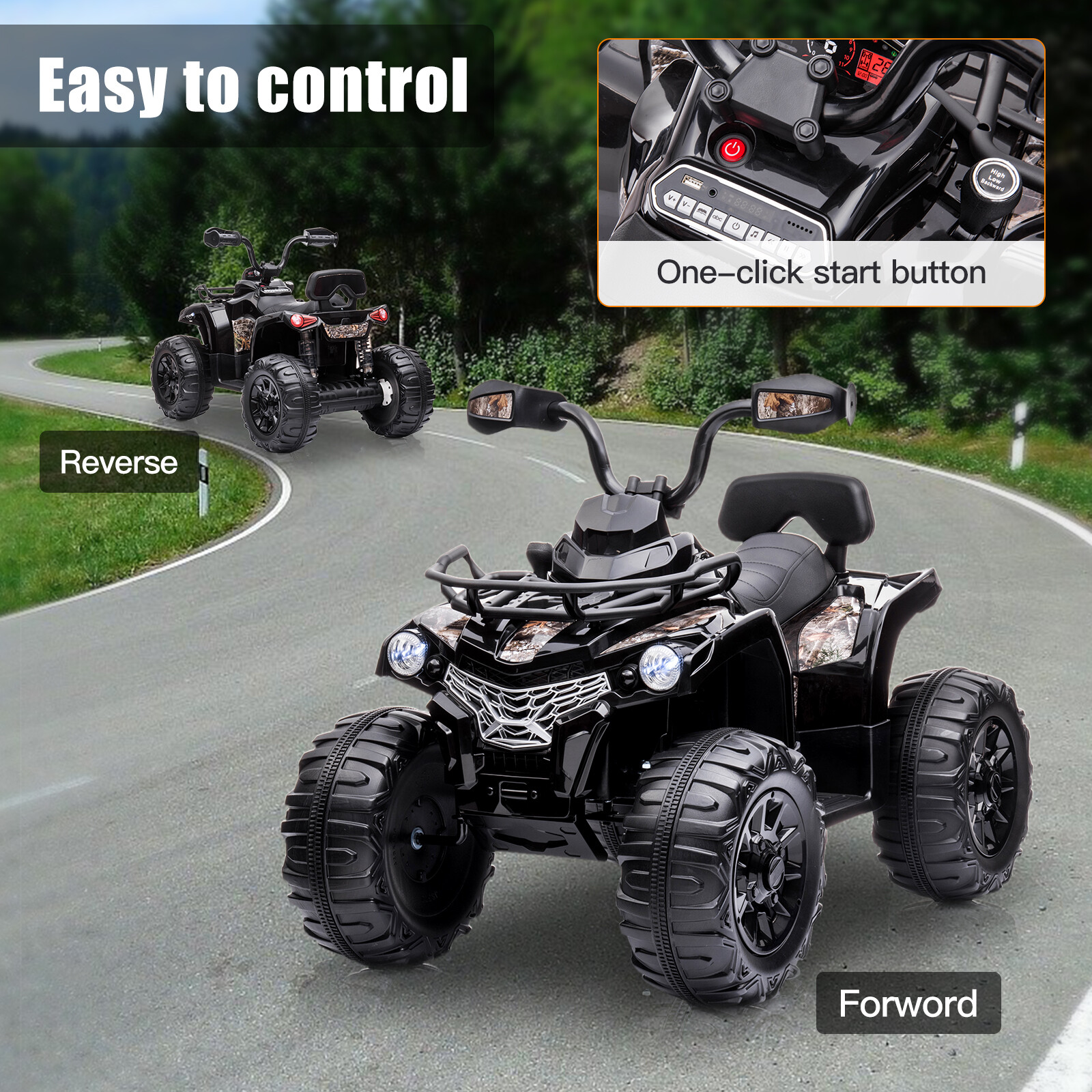 12V Kids Ride On ATV 4-Wheeler Quad Car Electric 2 Speeds w/MP3 + LED Kids Gifts