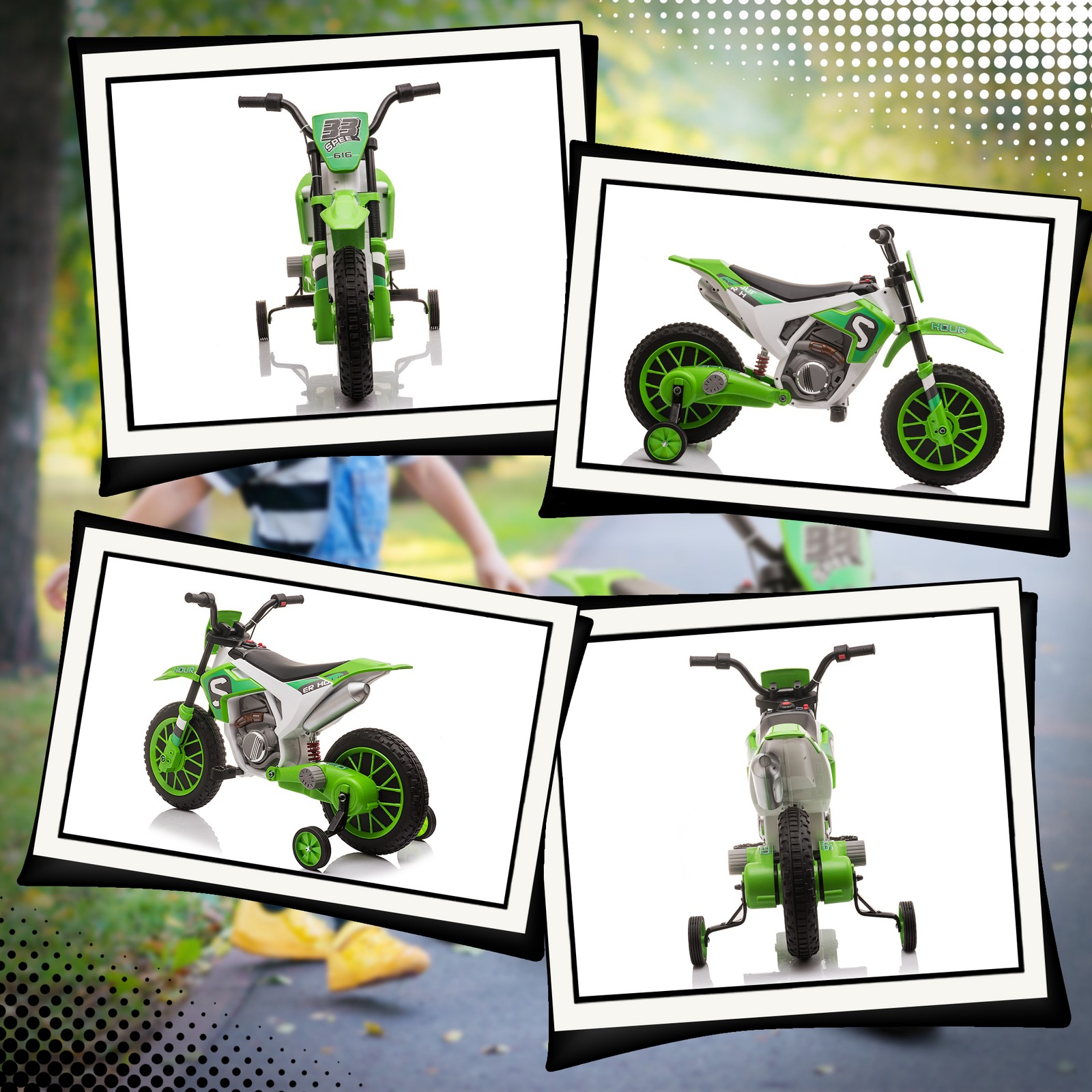 12V Ride On Dirt Bike Electric Off Road Motorcycle Toy with Training Wheels