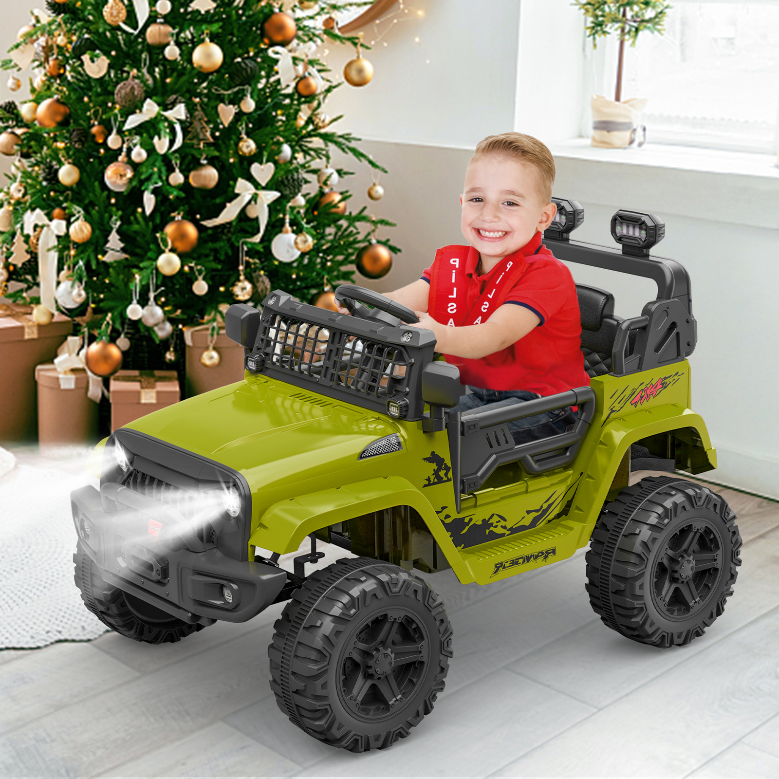 Kids Electric Ride On Truck Toys 12V Power Battery Car Green with Remote Control